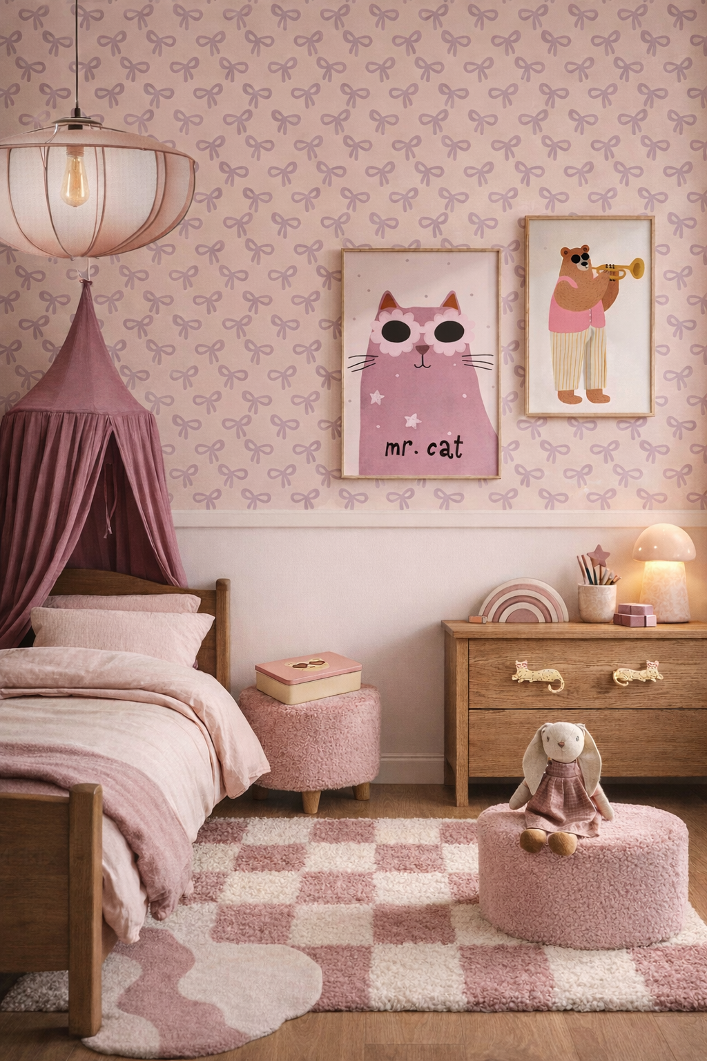 Kinderkamer inspiratie: een girly meisjeskamer vol kleur, prints en strikjes