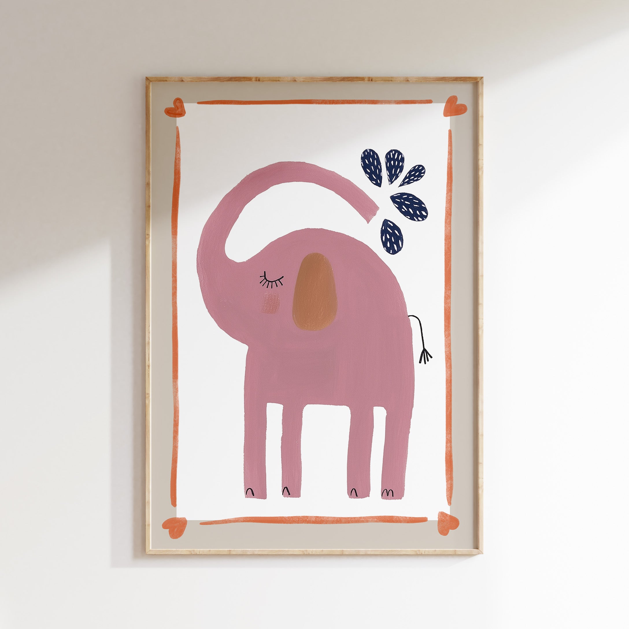 Kinderkamer print - Roze olifant