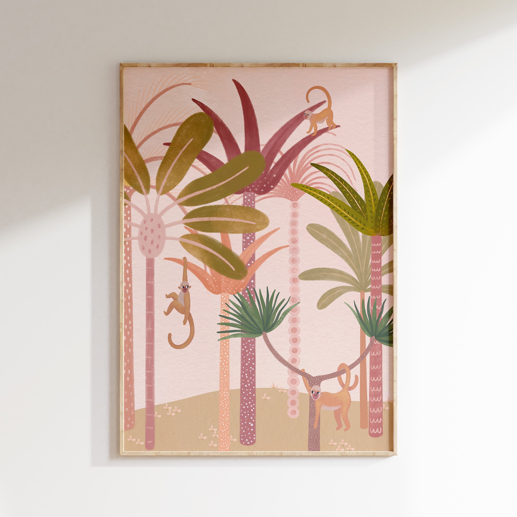 Children's room poster - Monkeys between palm trees | Africa