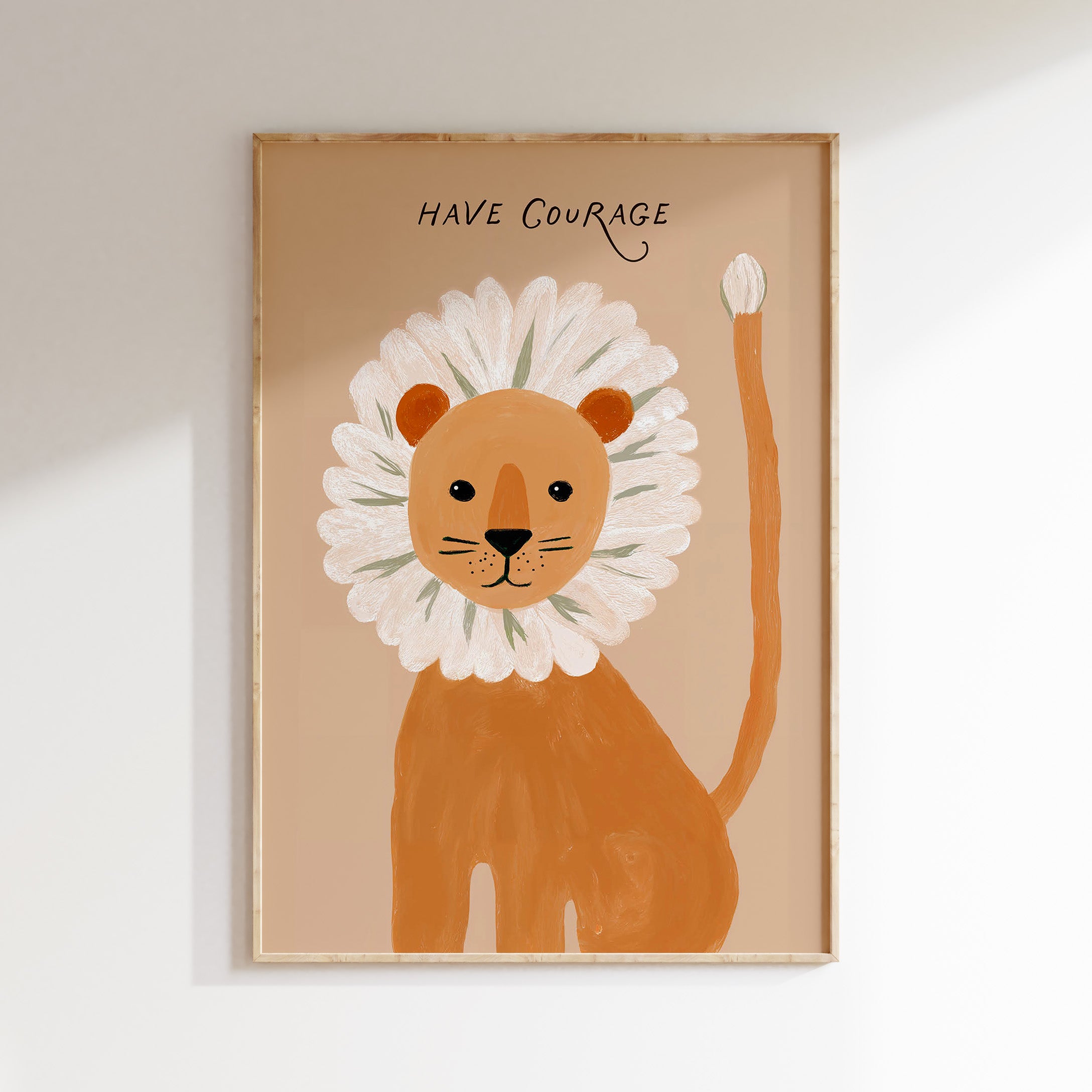 Kinderkamer Poster – Leeuw met Bloemenmanen