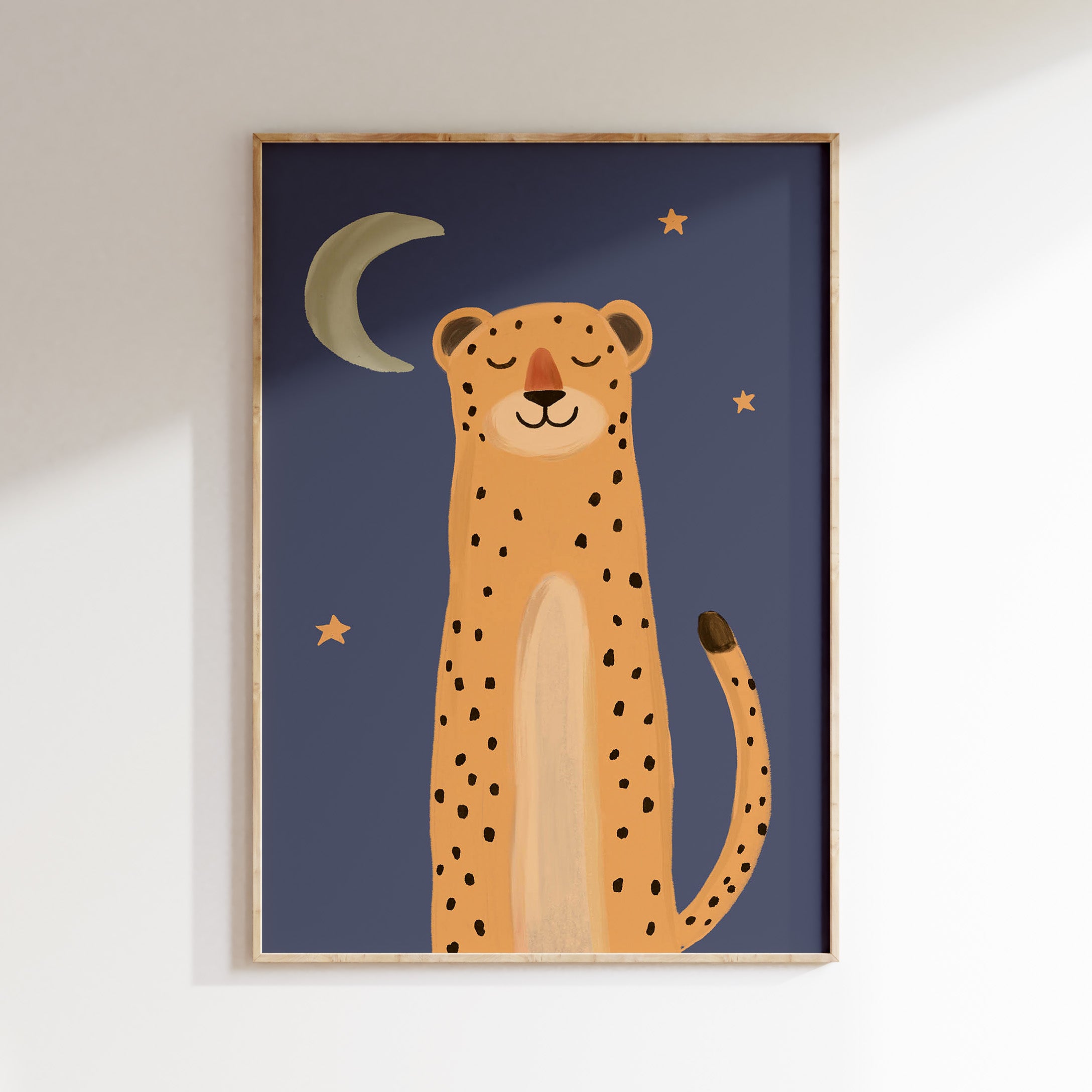 Children's room print – Leopard under the moon