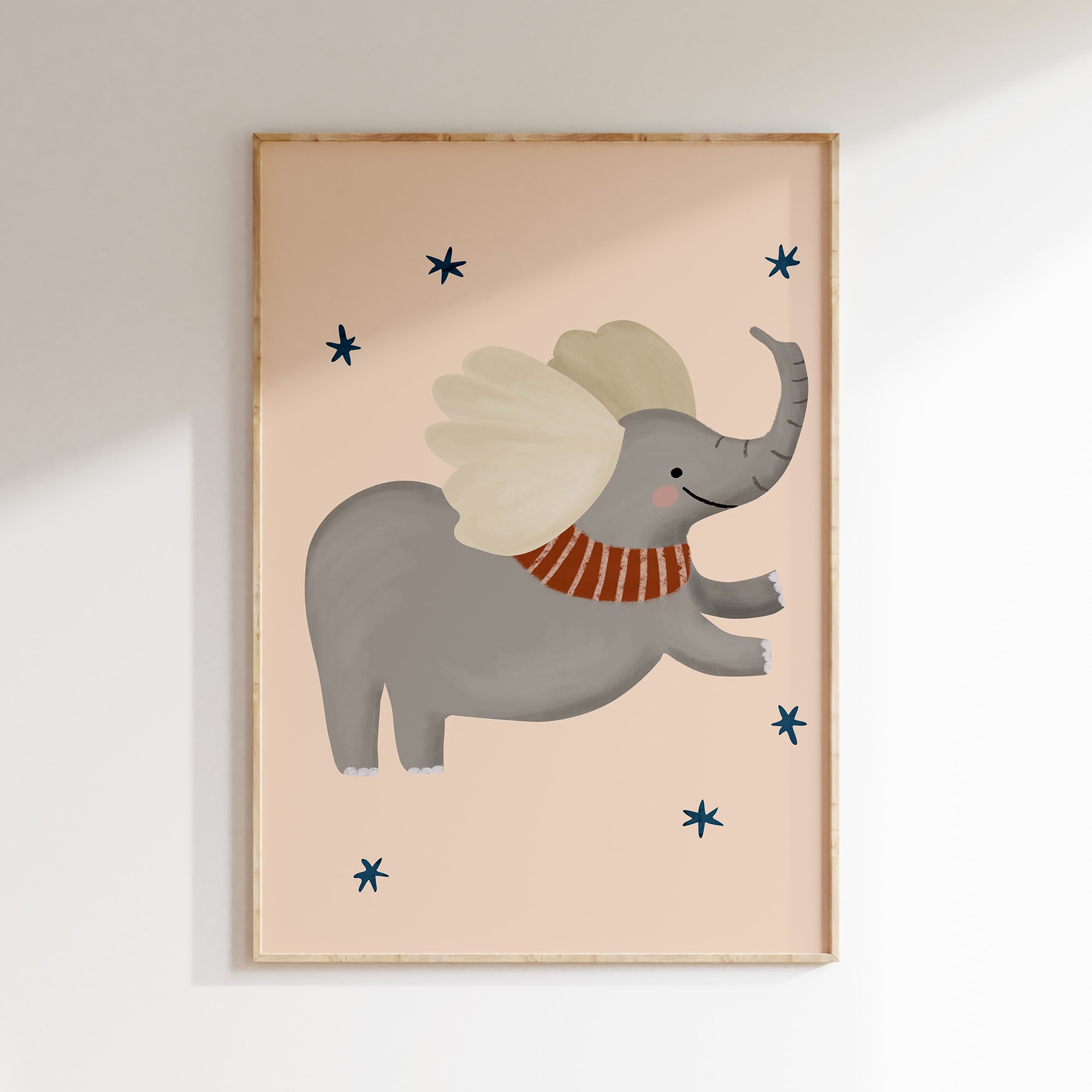 Kinderkamer print - Vliegende olifant