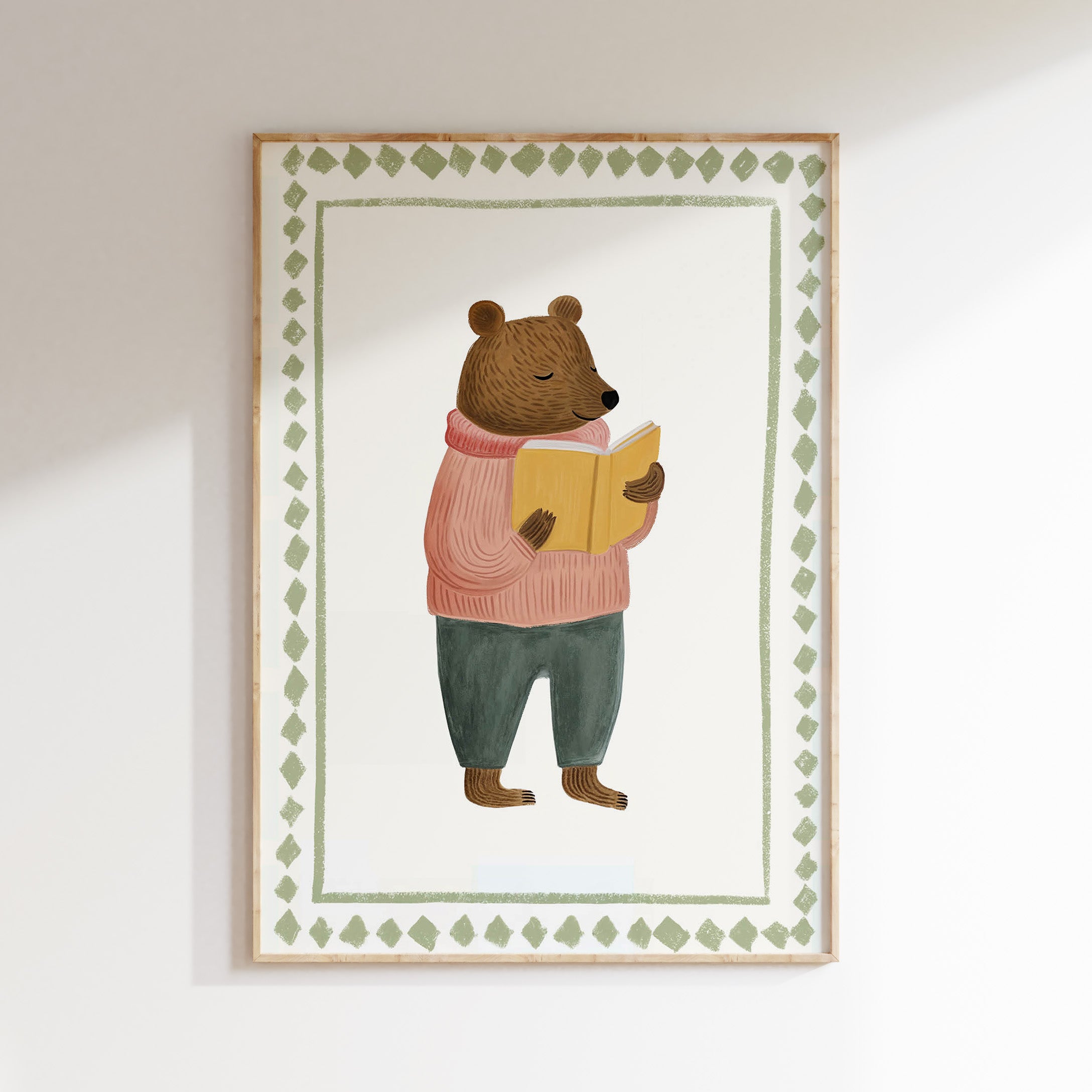 Kinderkamer print - Lezende beer