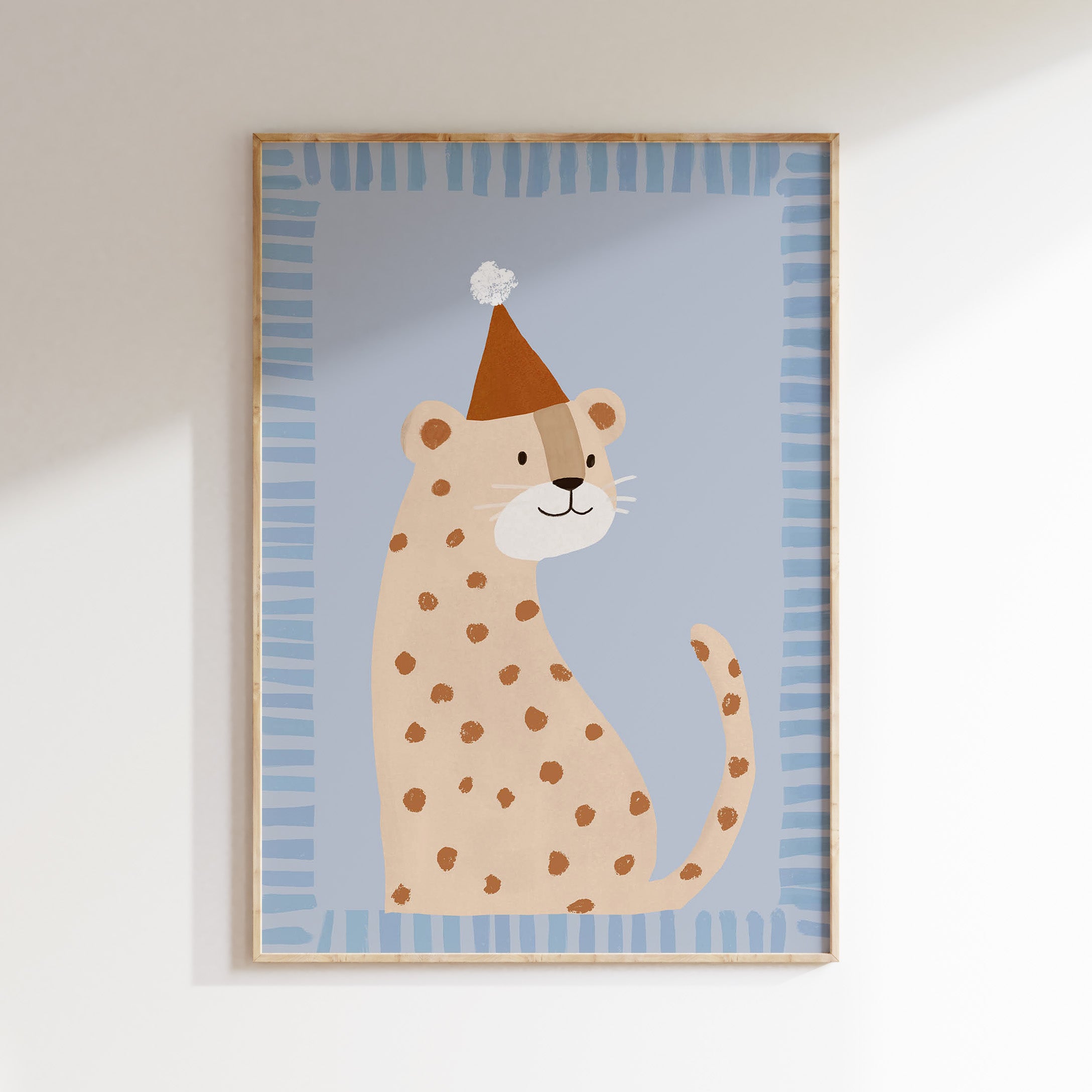Kinderkamer print - Luipaard met feesthoed