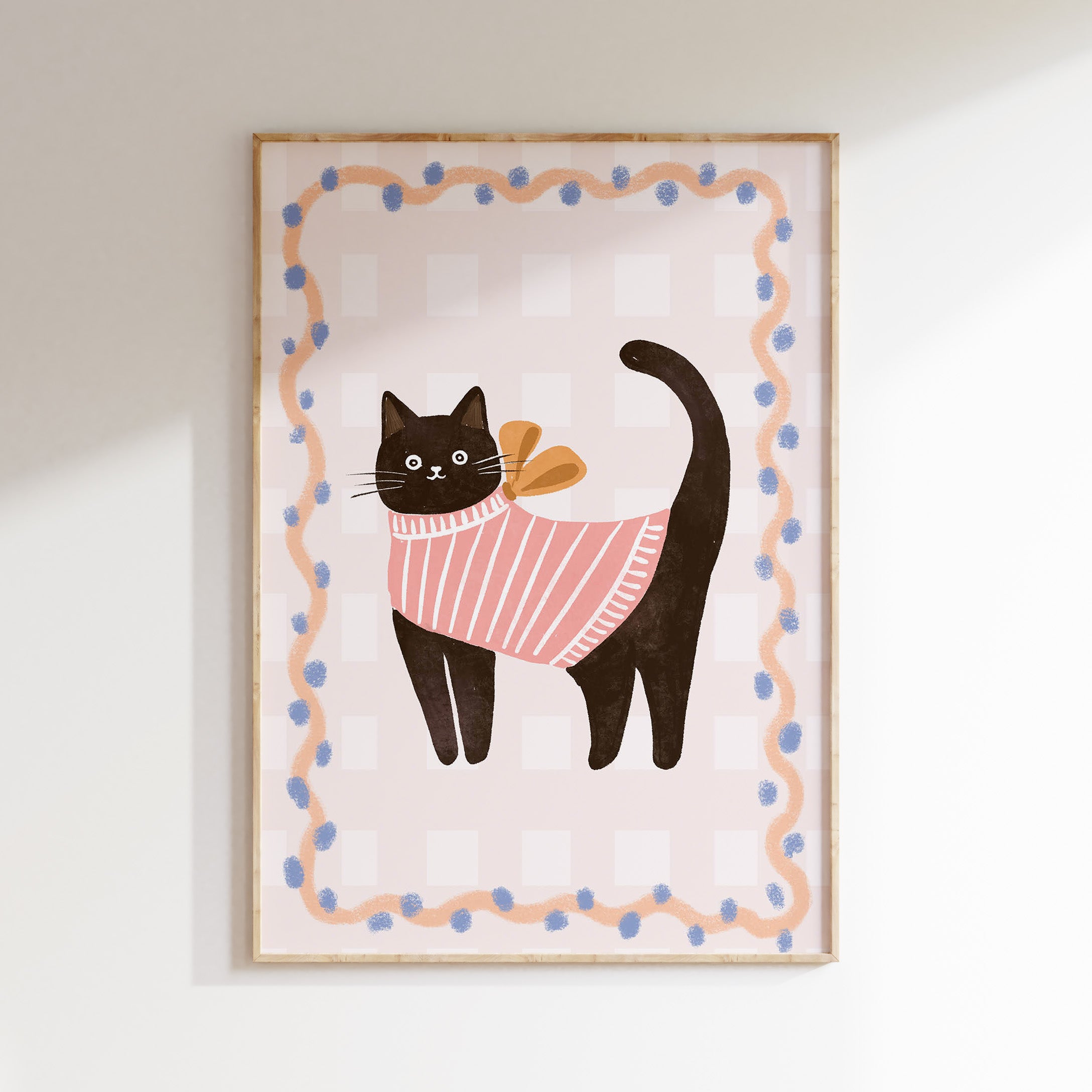 Children's room print – Black cat with sweater