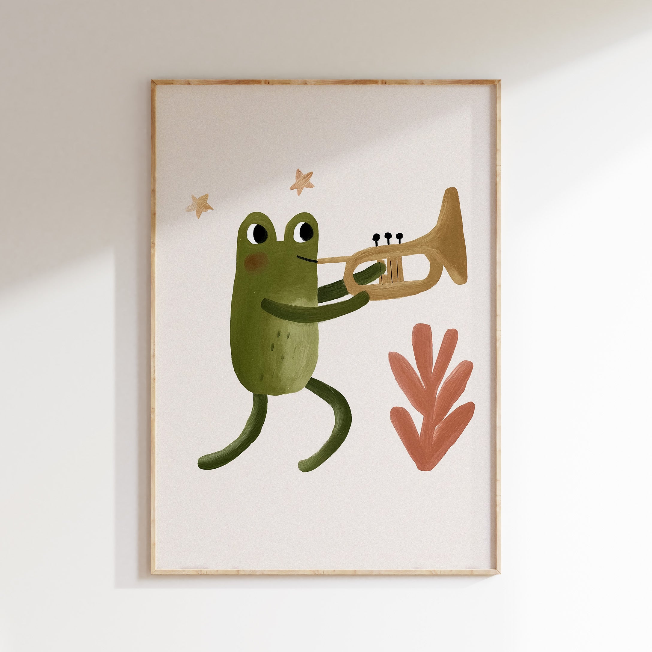 Kinderkamer print - Kikker met trompet