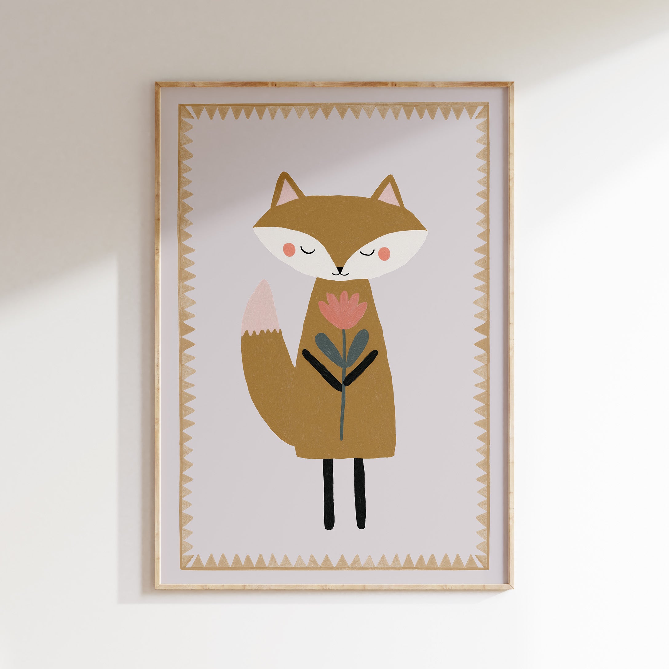 Kinderkamer print - Vos met bloem