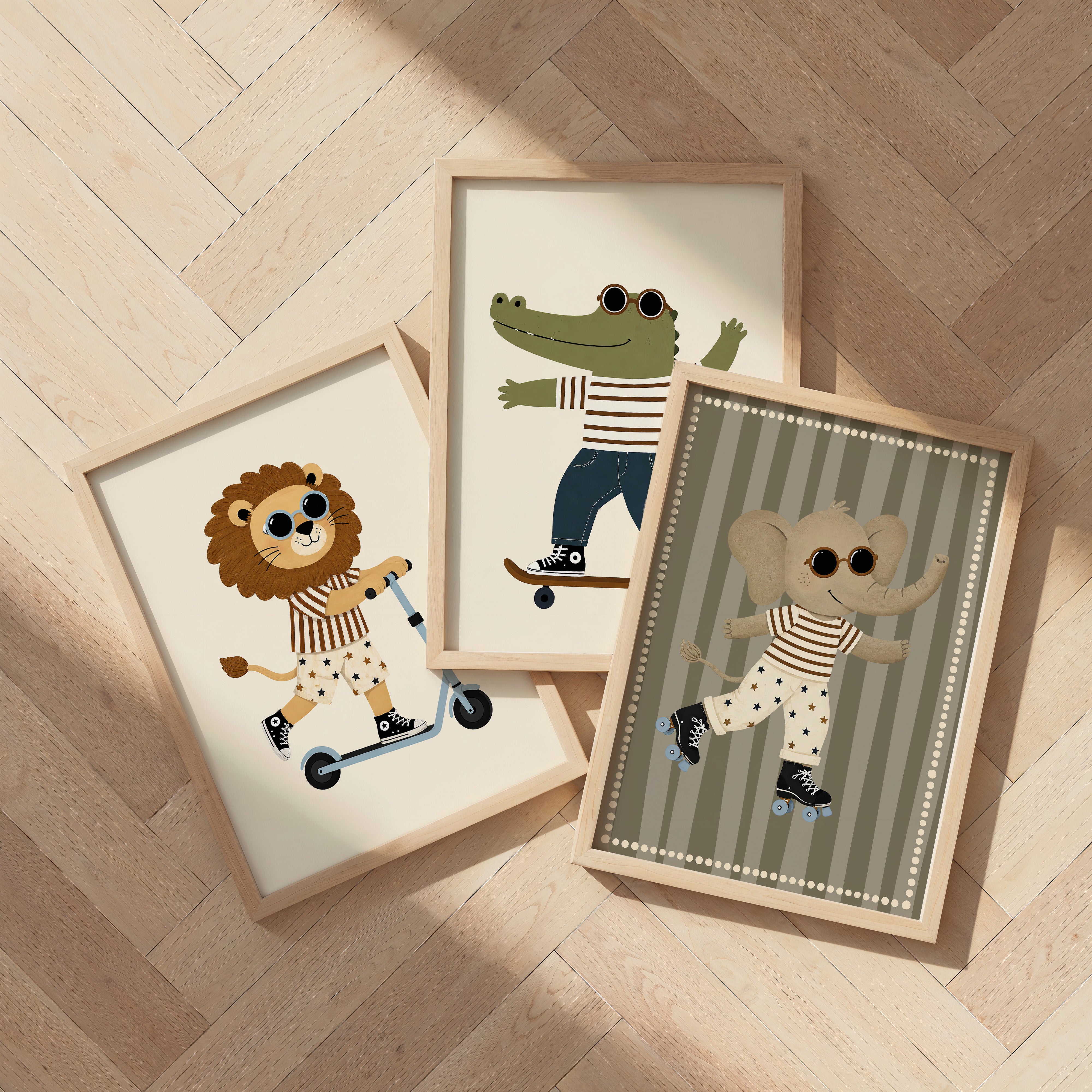 Kinderkamer print - Stoere leeuw op step