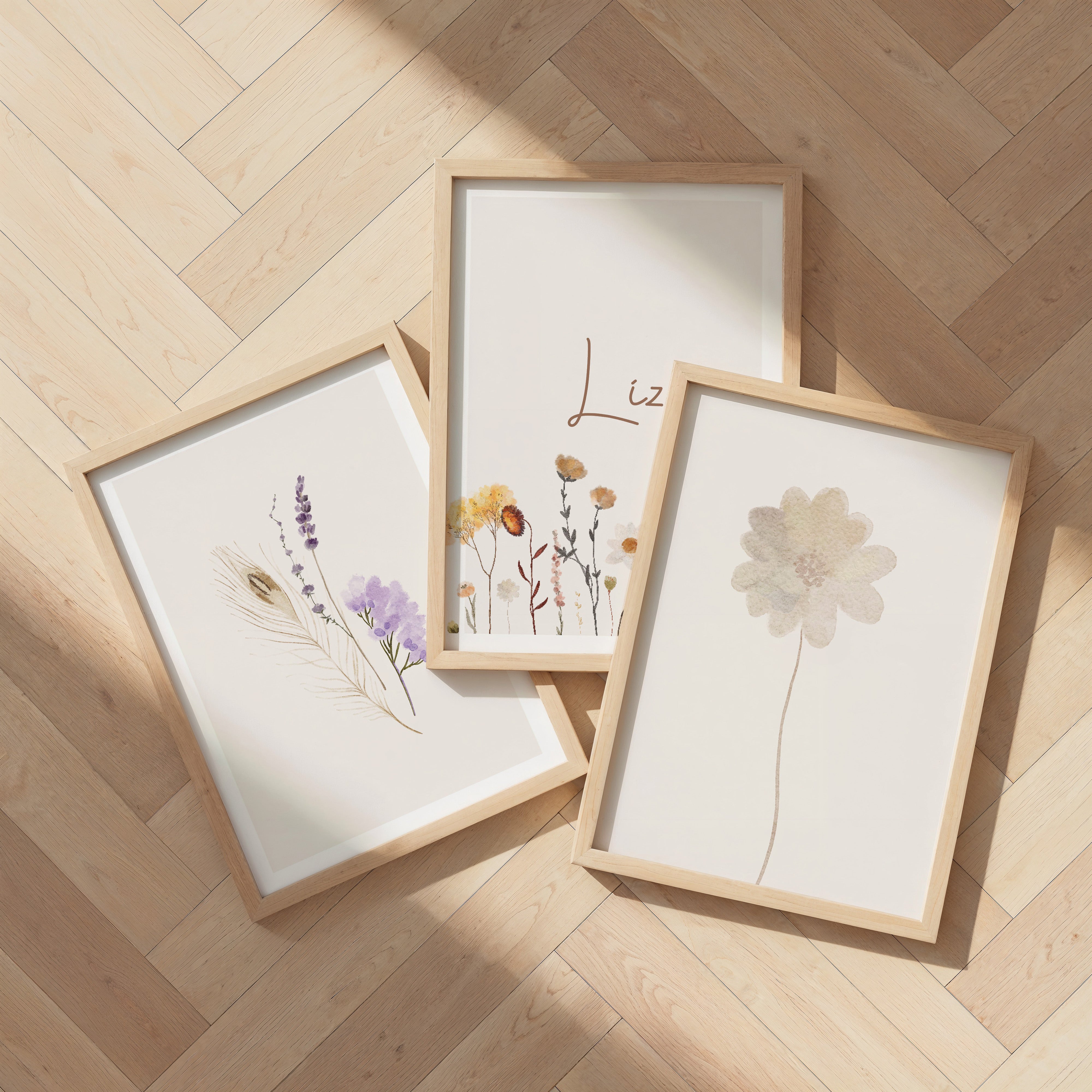 Kinderkamer poster - Plukboeket paars | Veldbloemen