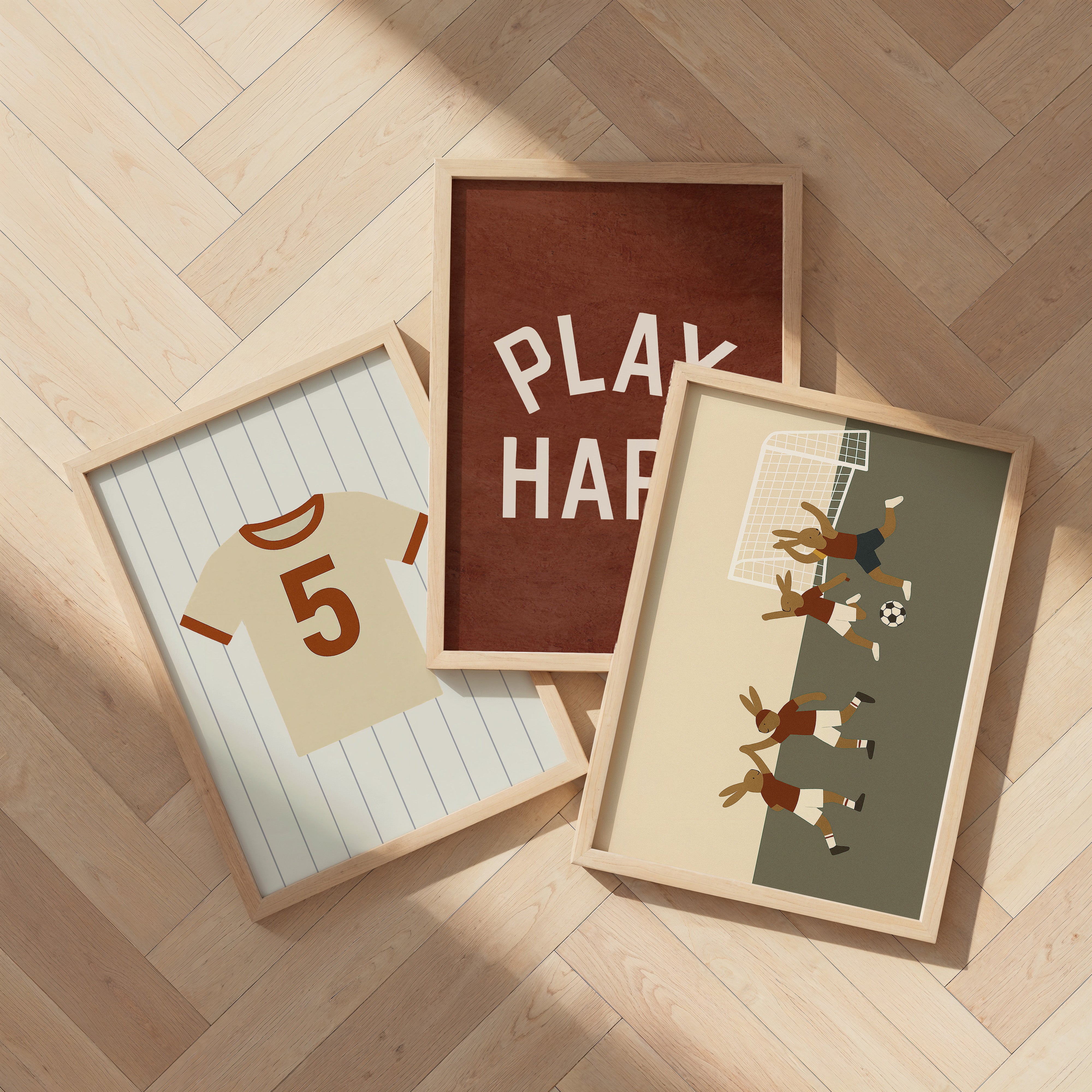 Children's room poster - Football Party Bunnies | Sports