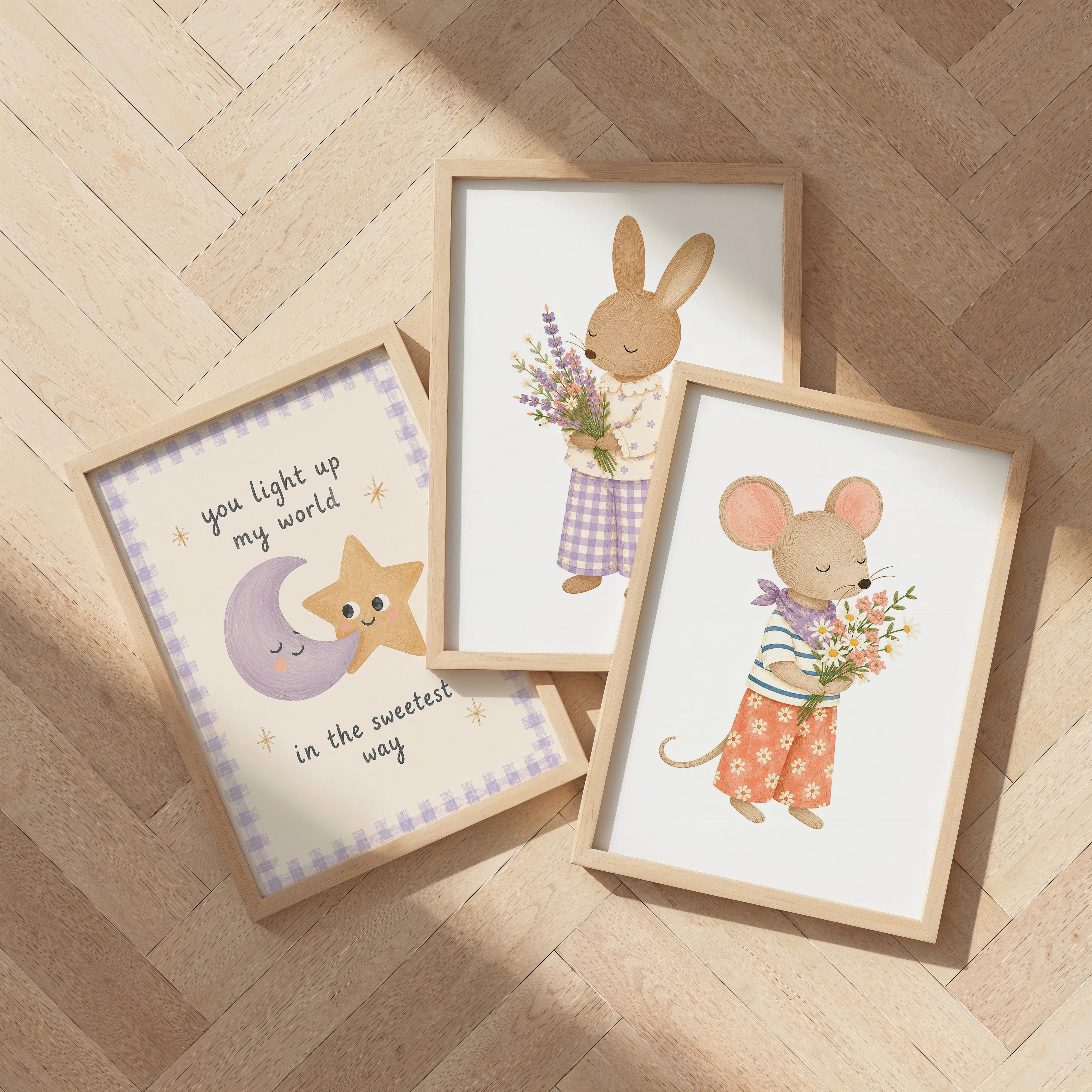 Children's room print - Tennis Rabbit polka dot skirt