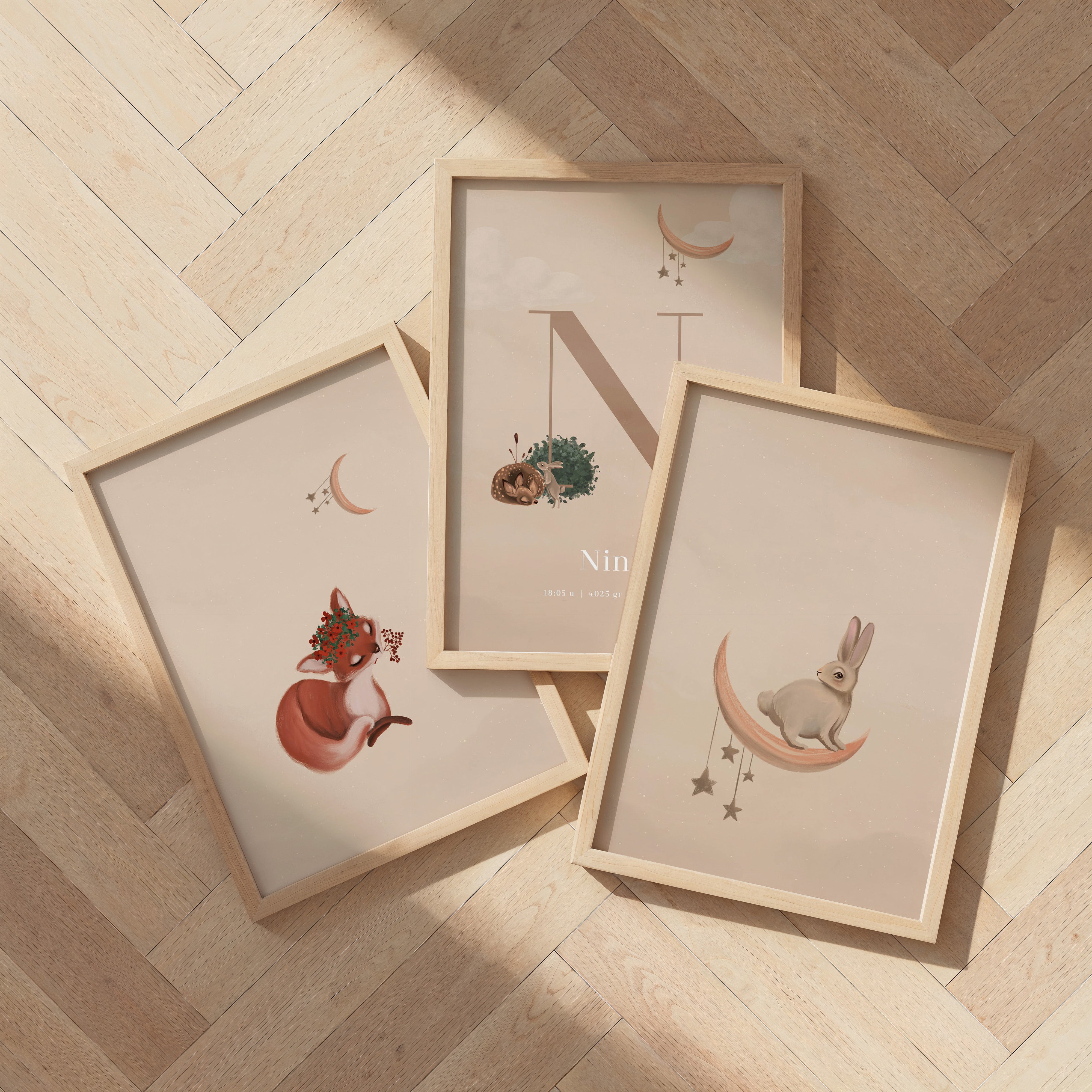 Kinderkamer poster - Lief vosje onder de maan | Enchanted Forest