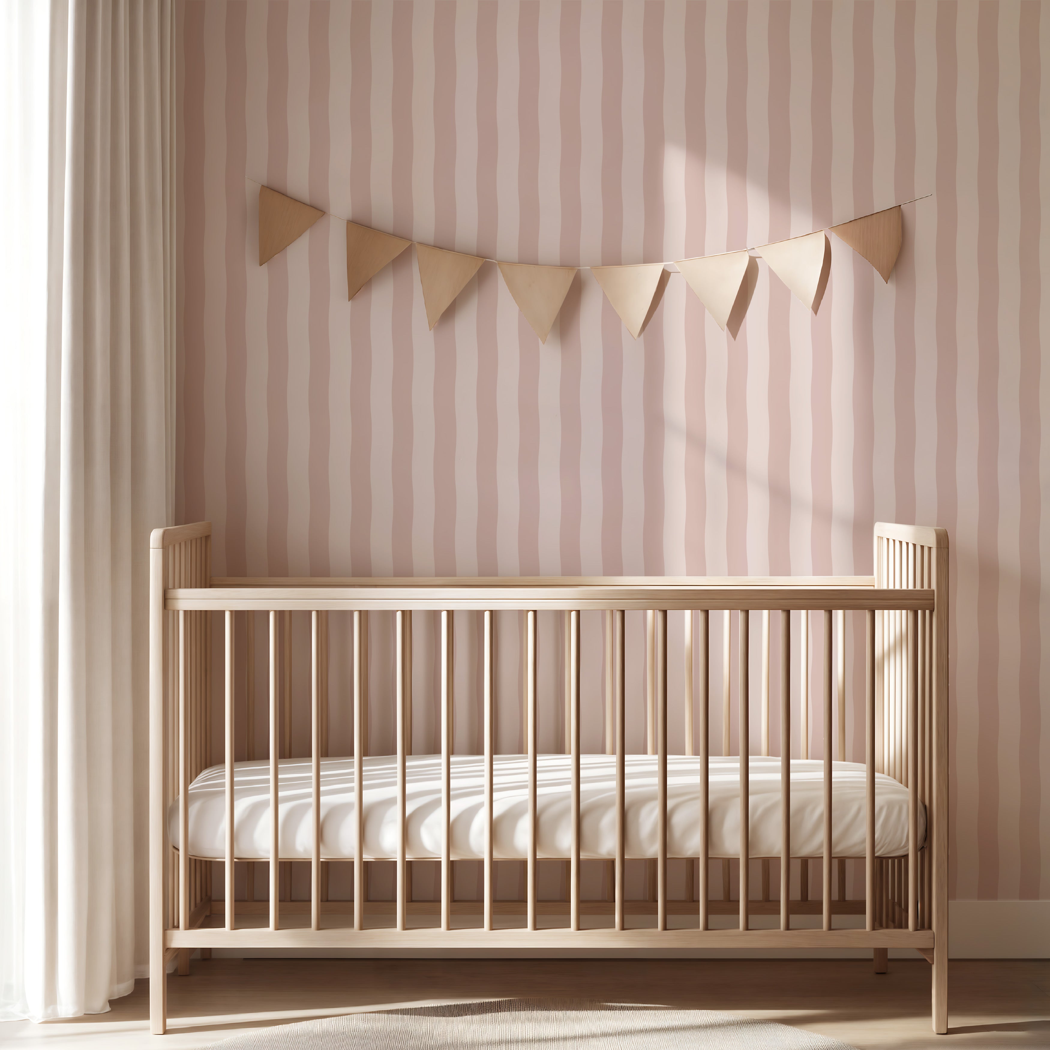 Behang Wavy Stripes - old rose