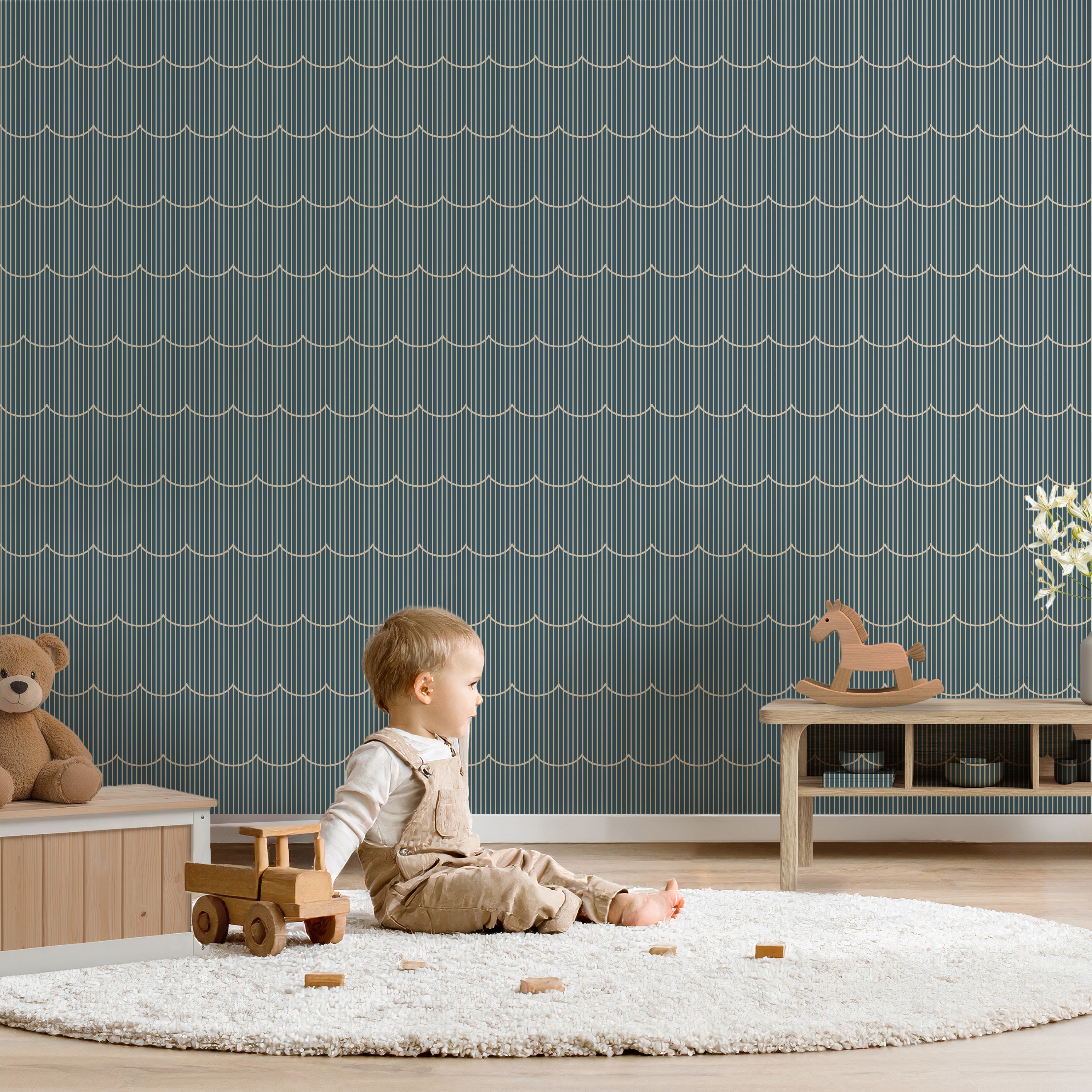 Retro Waves Wallpaper - blue