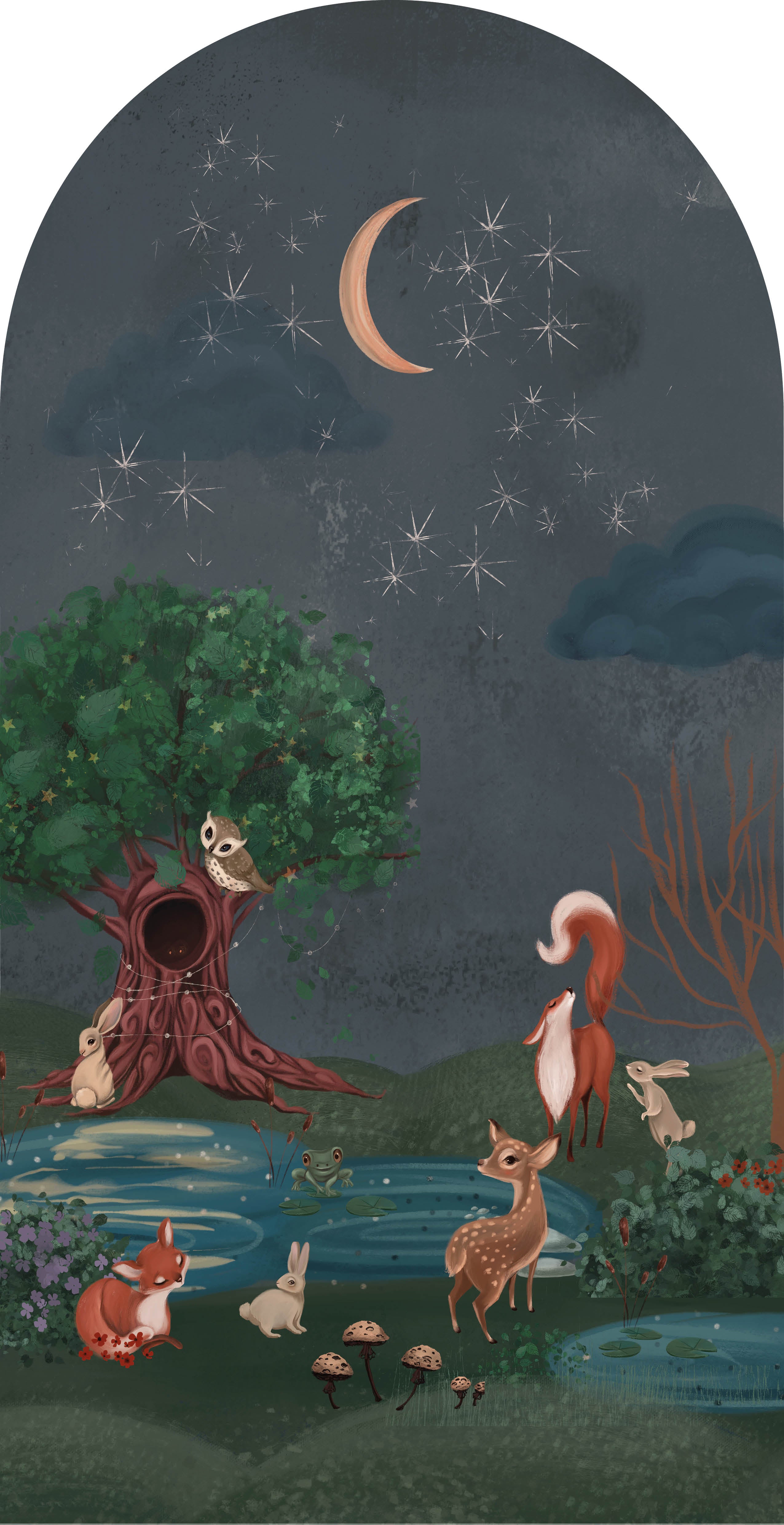 Behangboog - Enchanted Forest | donkerblauw