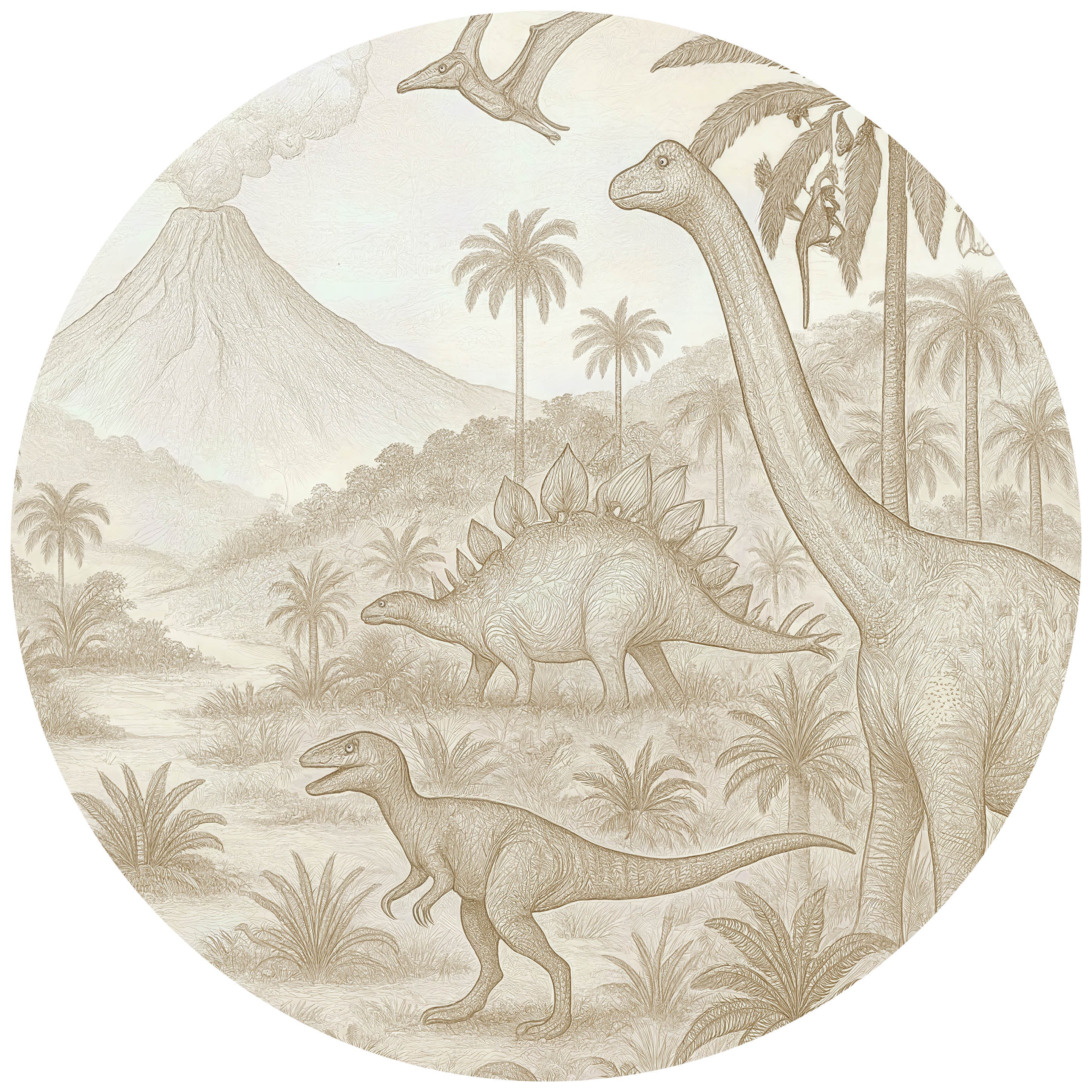 Behangcirkel - Dino wereld savanne