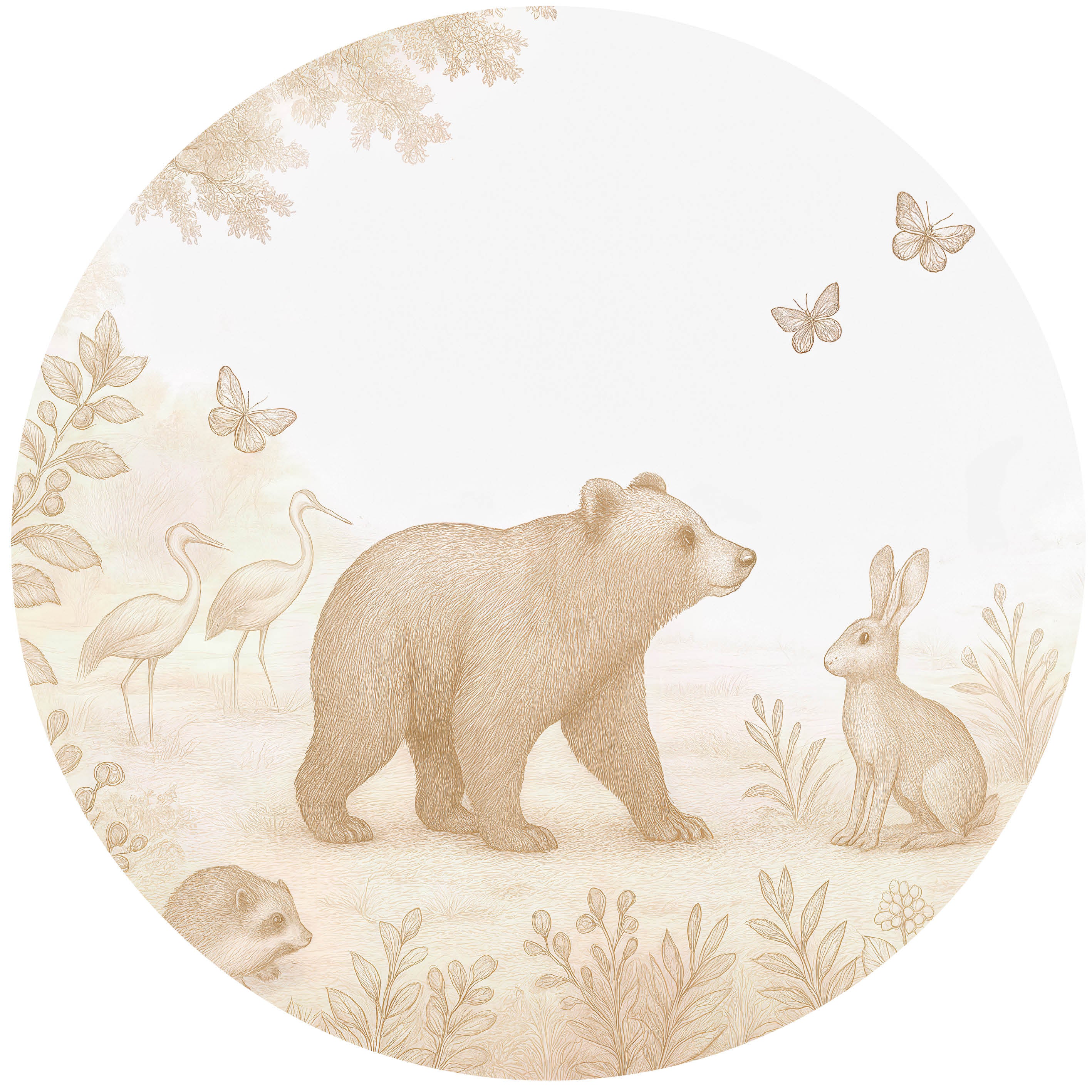 Behangcirkel - Bosdieren | sepia