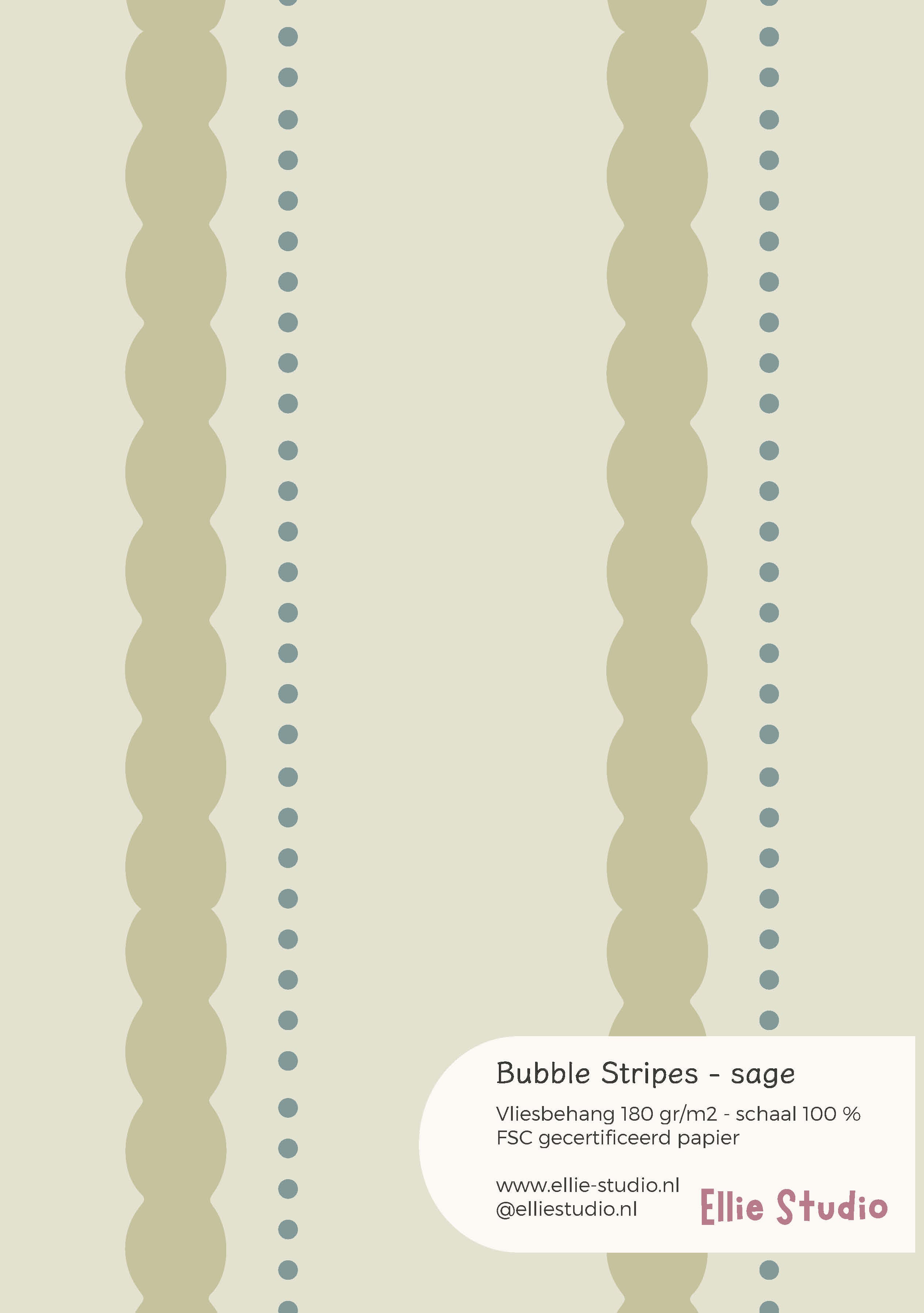 Wallpaper sample Bubble Stripes - sage