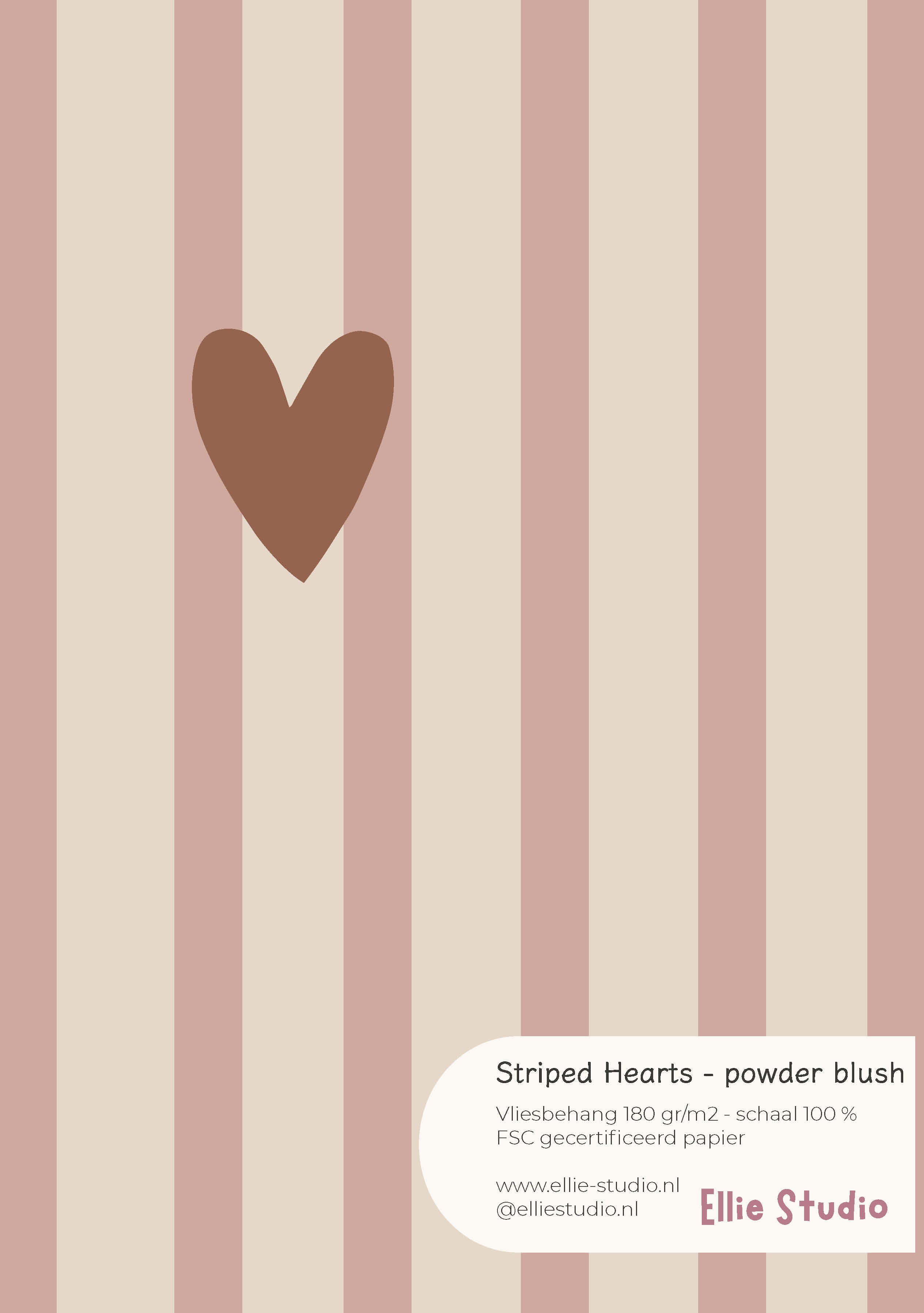 Behangstaal Striped Hearts - powder blush