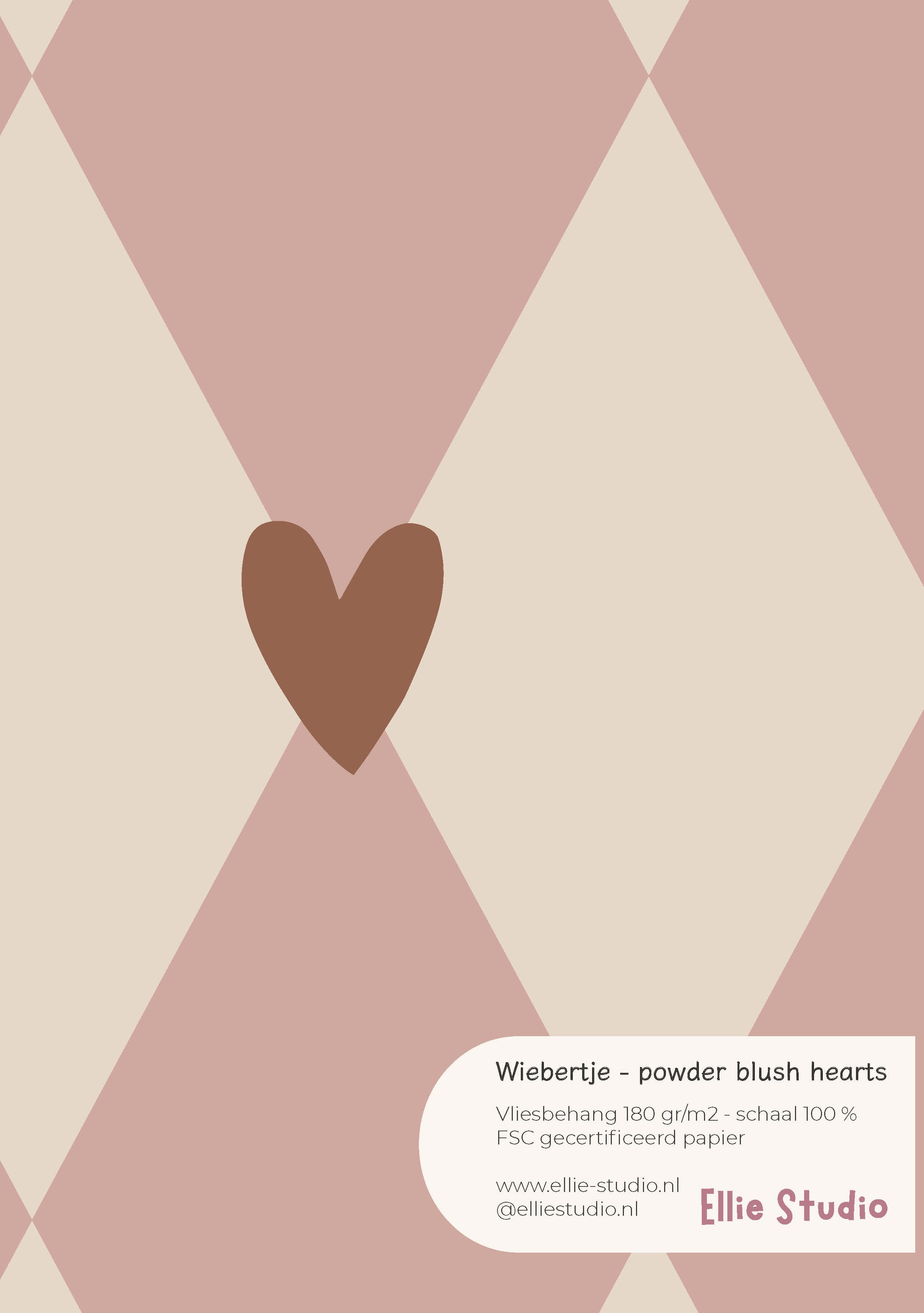 Behangstaal Wiebertje - powder blush | hearts