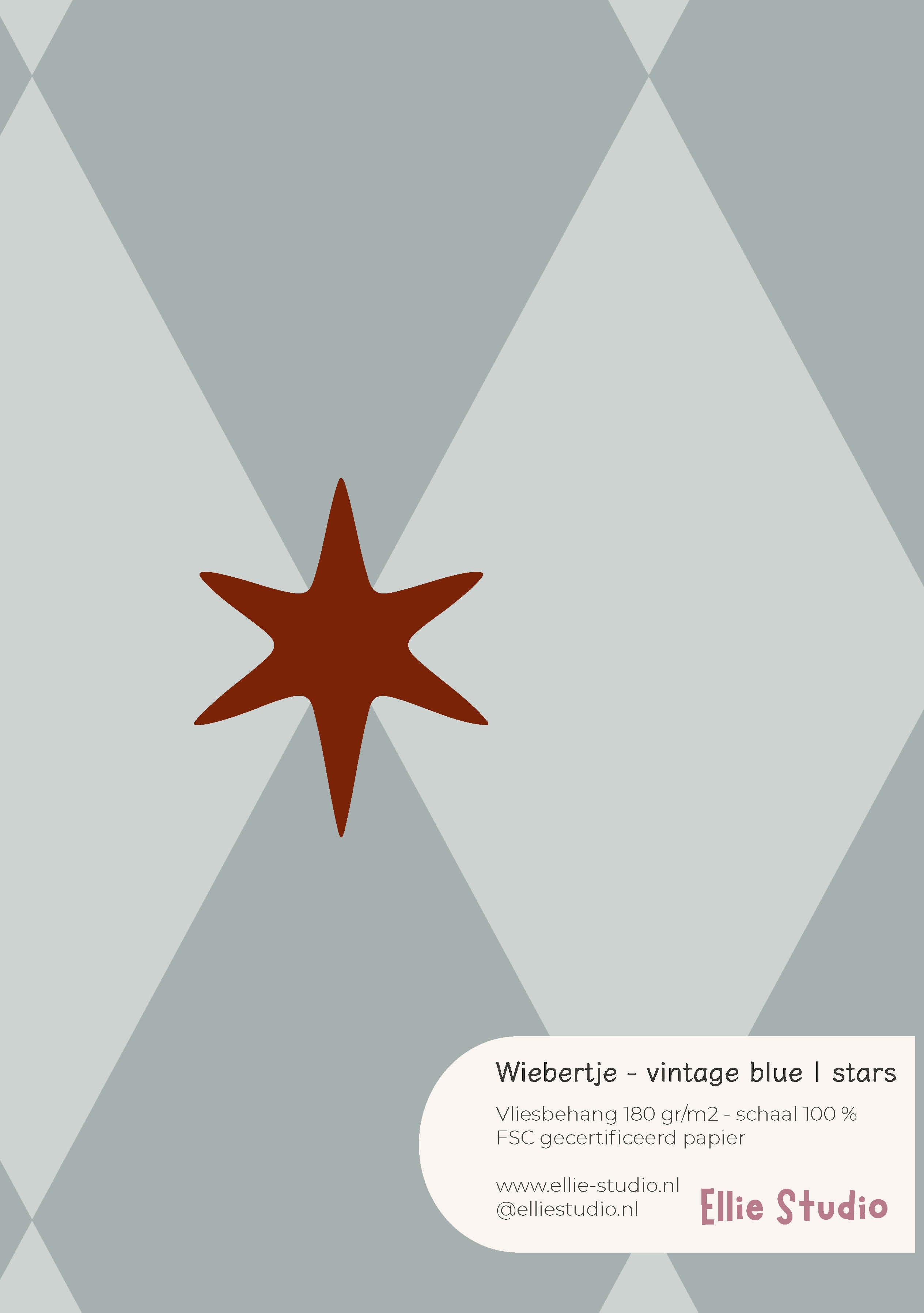 Behangstaal Wiebertje - vintage blue | stars
