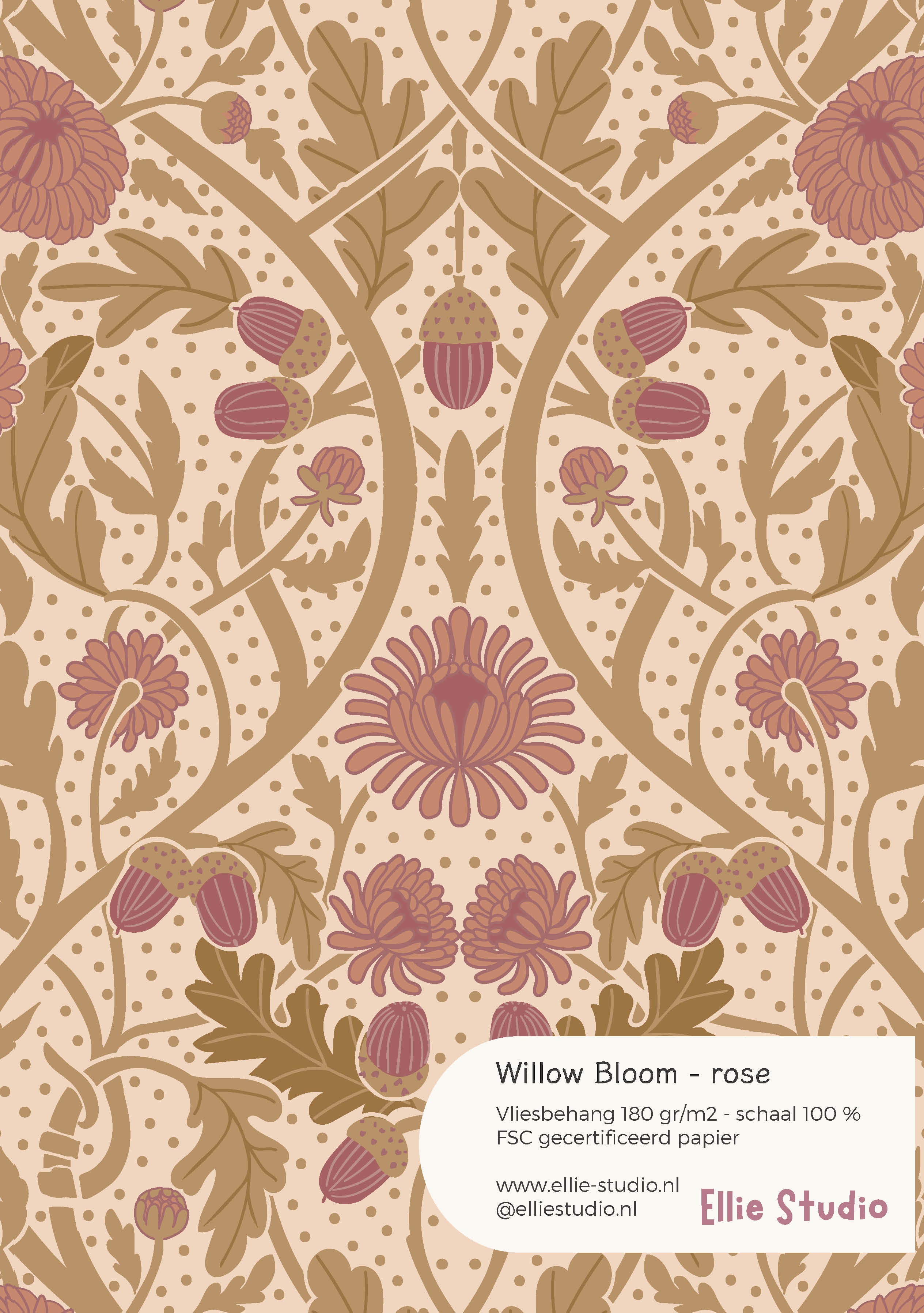 Behangstaal Willow Bloom - rose