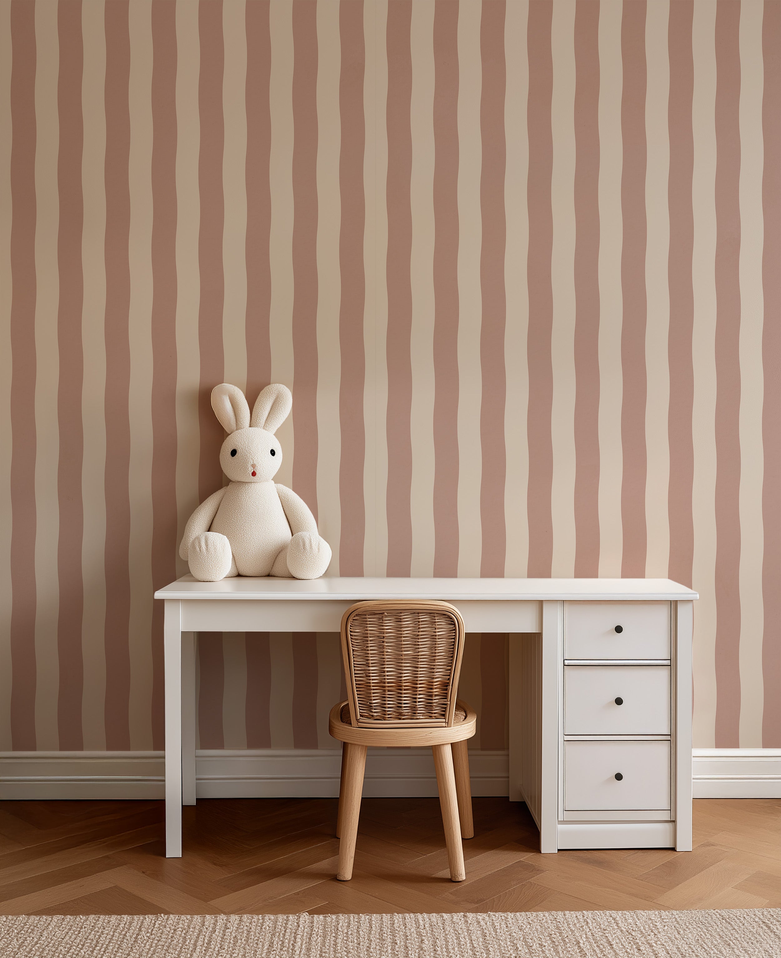 Behang Wavy Stripes - terra pink