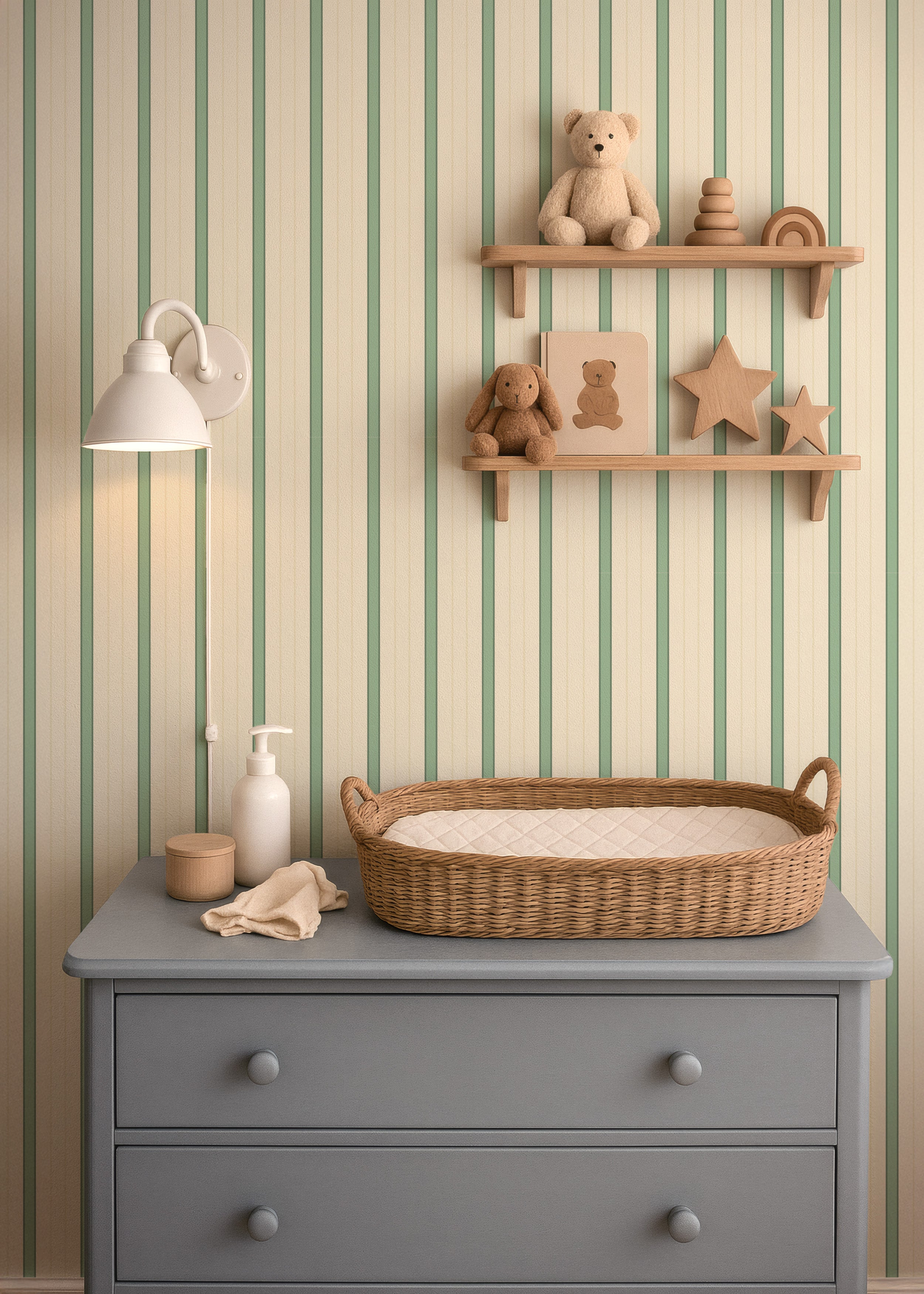 Behang Sweet Stripes - fresh sage