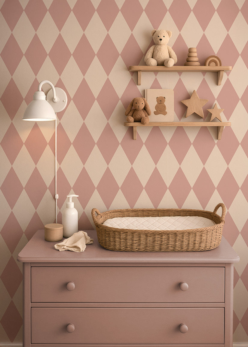 Behang Wiebertje - powder blush