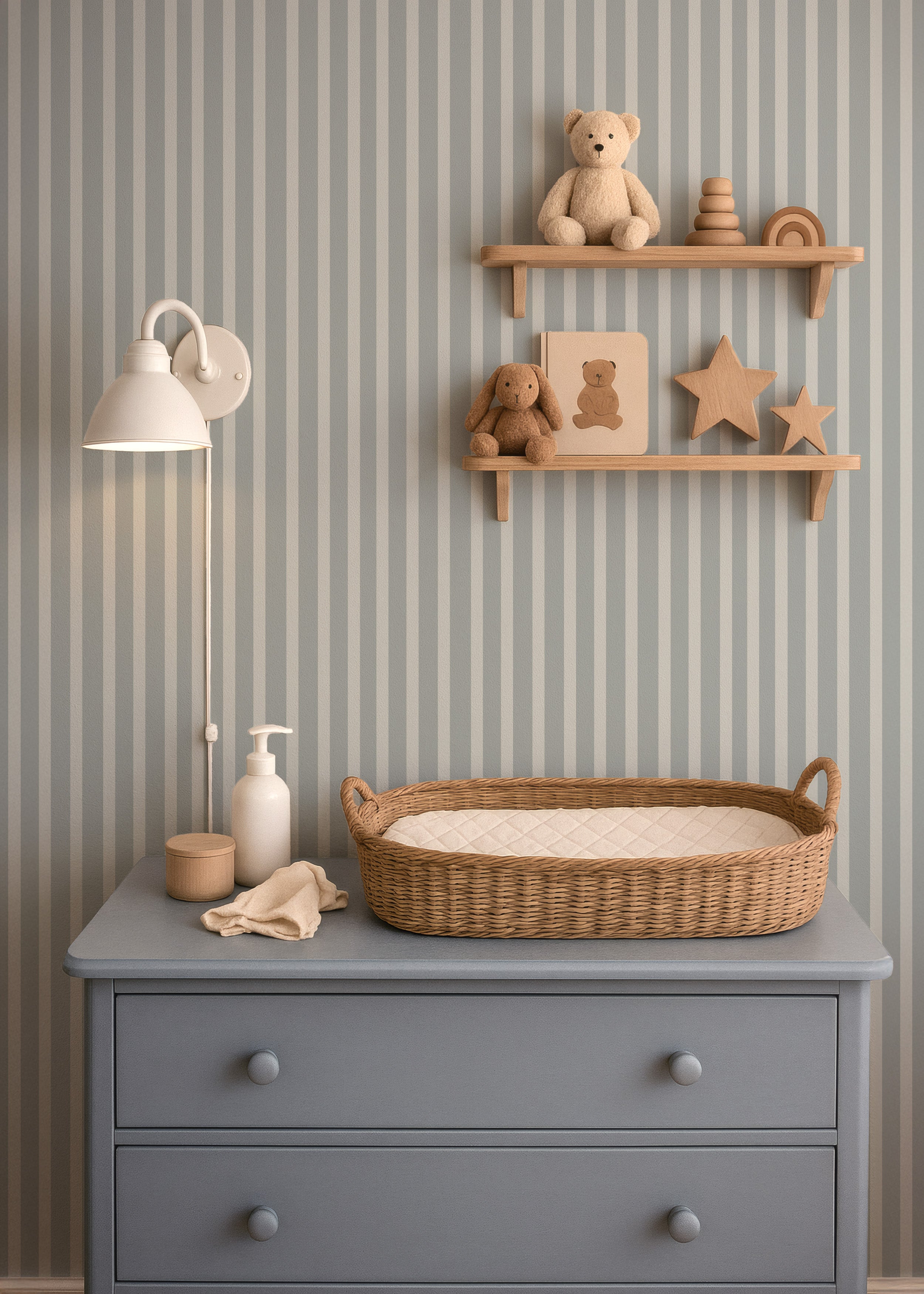 Behang Stripes - vintage blue