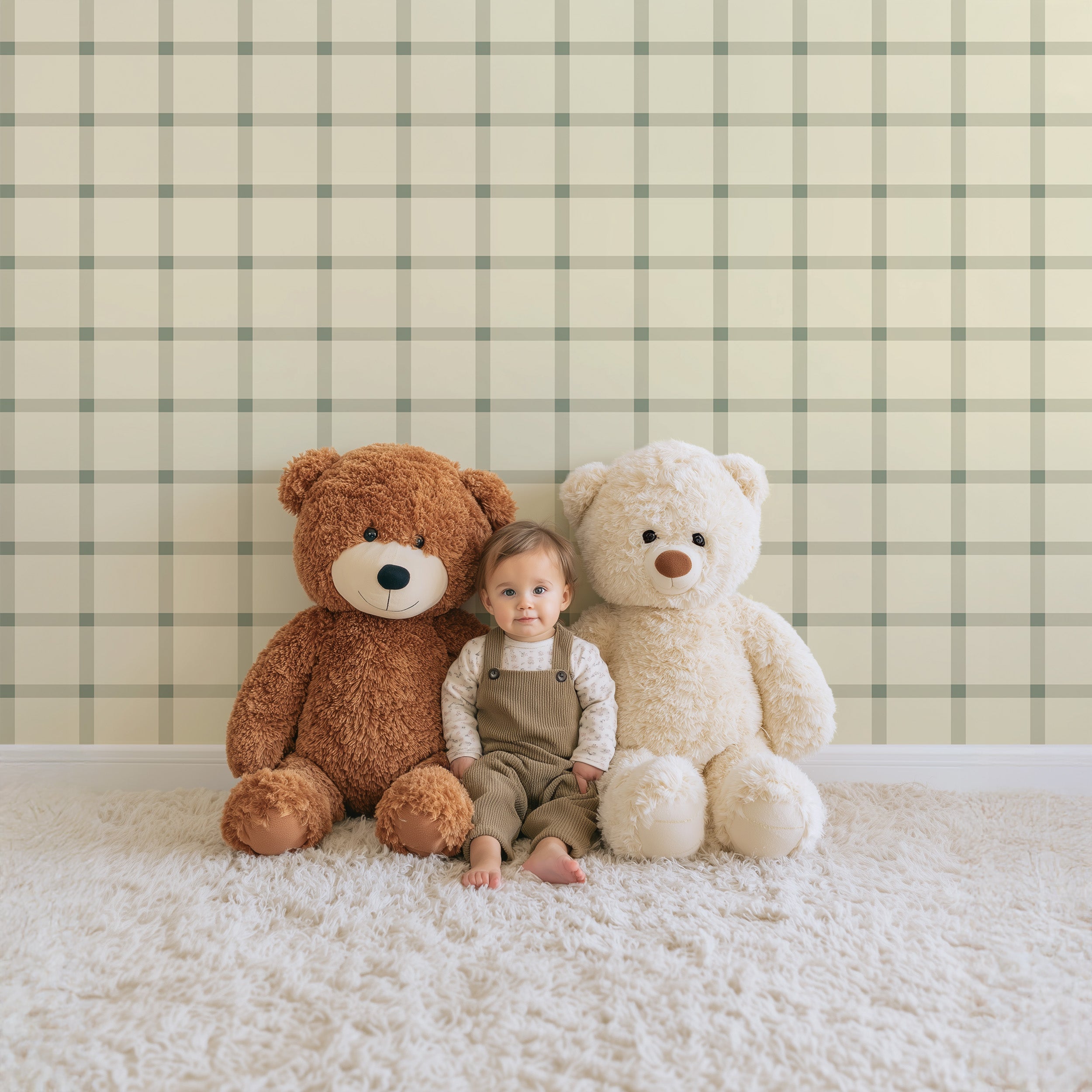 Wallpaper Cozy Cubes - butter sage