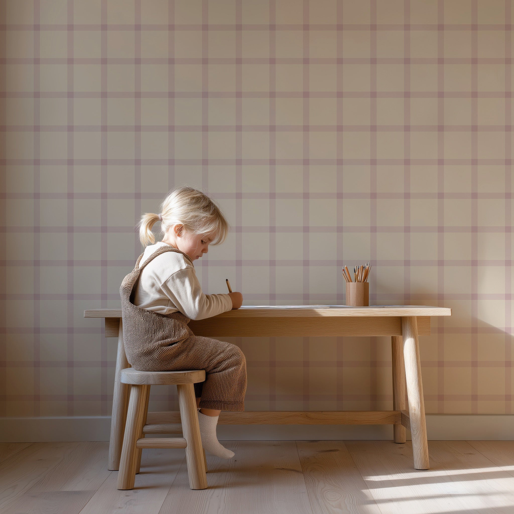 Wallpaper Cozy Cubes - sugar plum