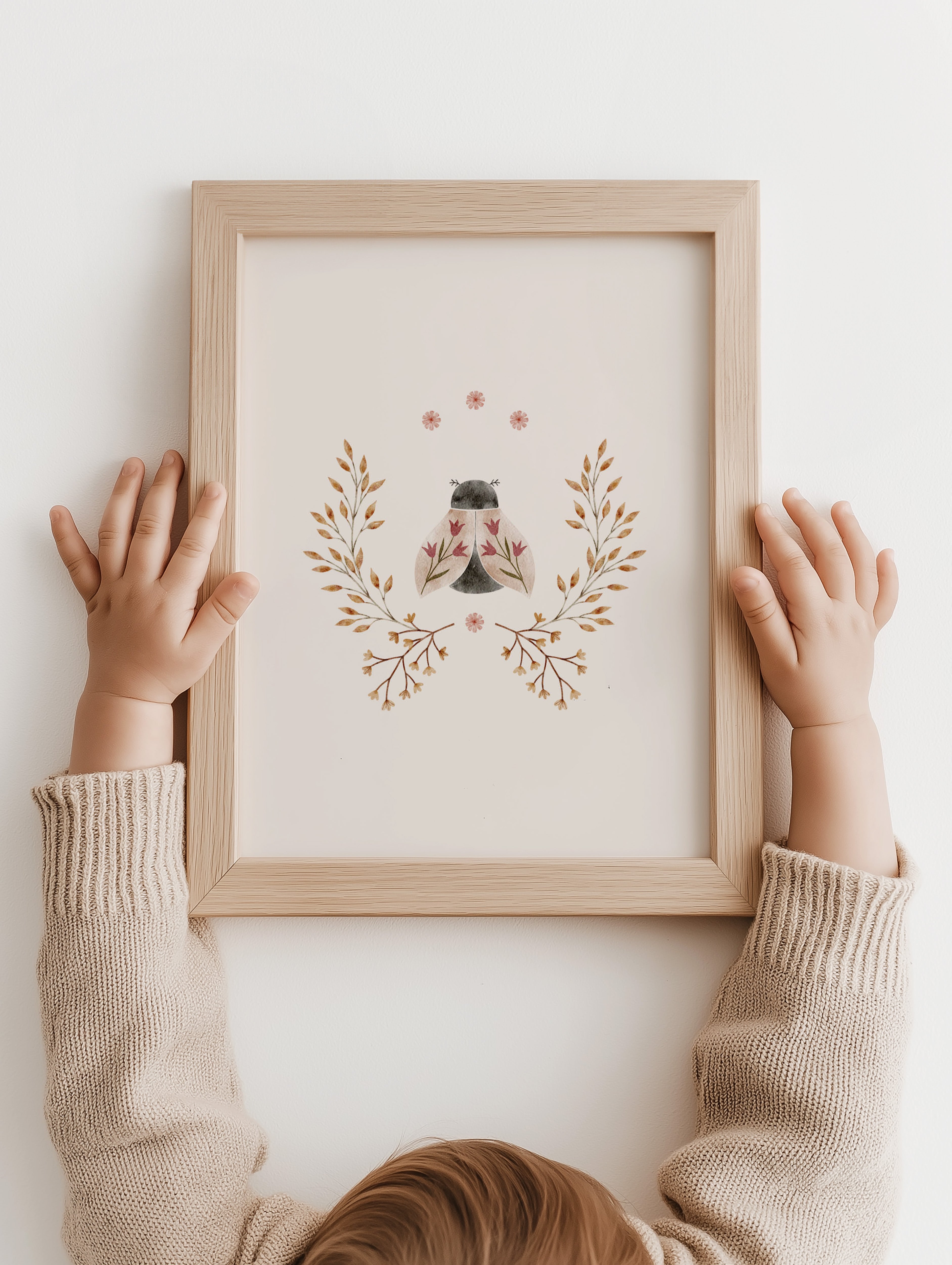 Kinderkamer poster - Botanische Kever met Bloemenkrans | Spring Garden