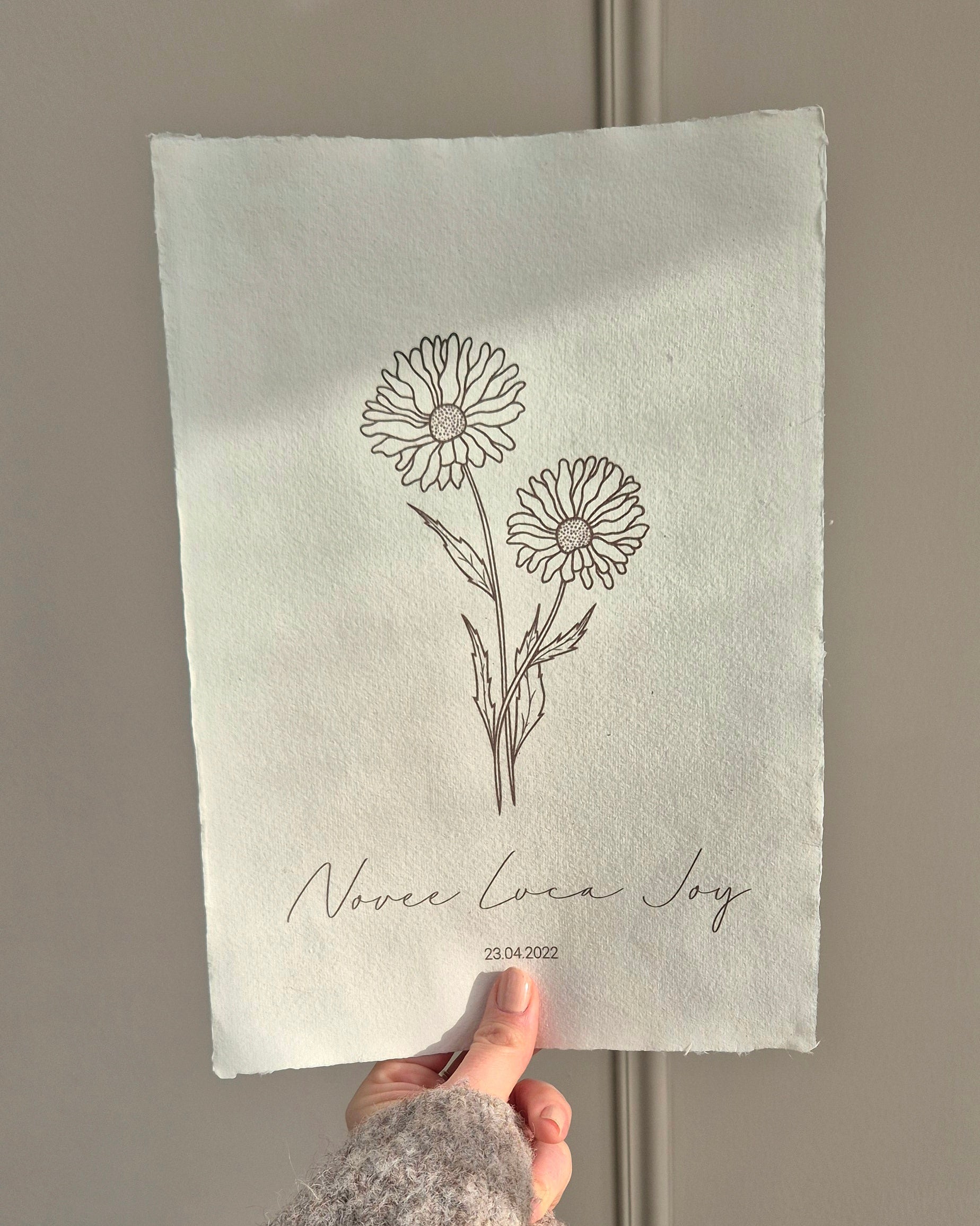 Handgemaakste poster geboortebloem april