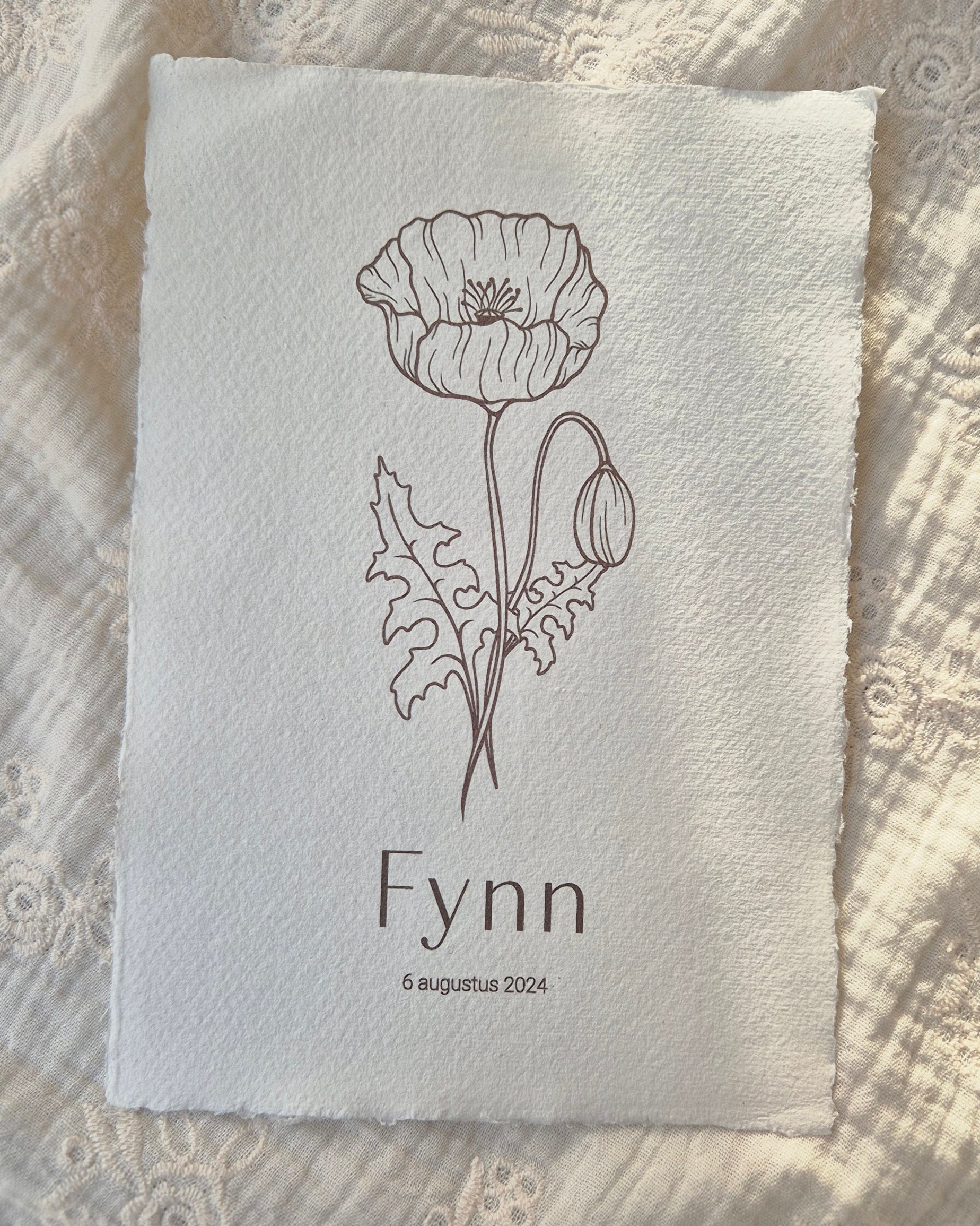 Handgemaakte poster geboortebloem augustus