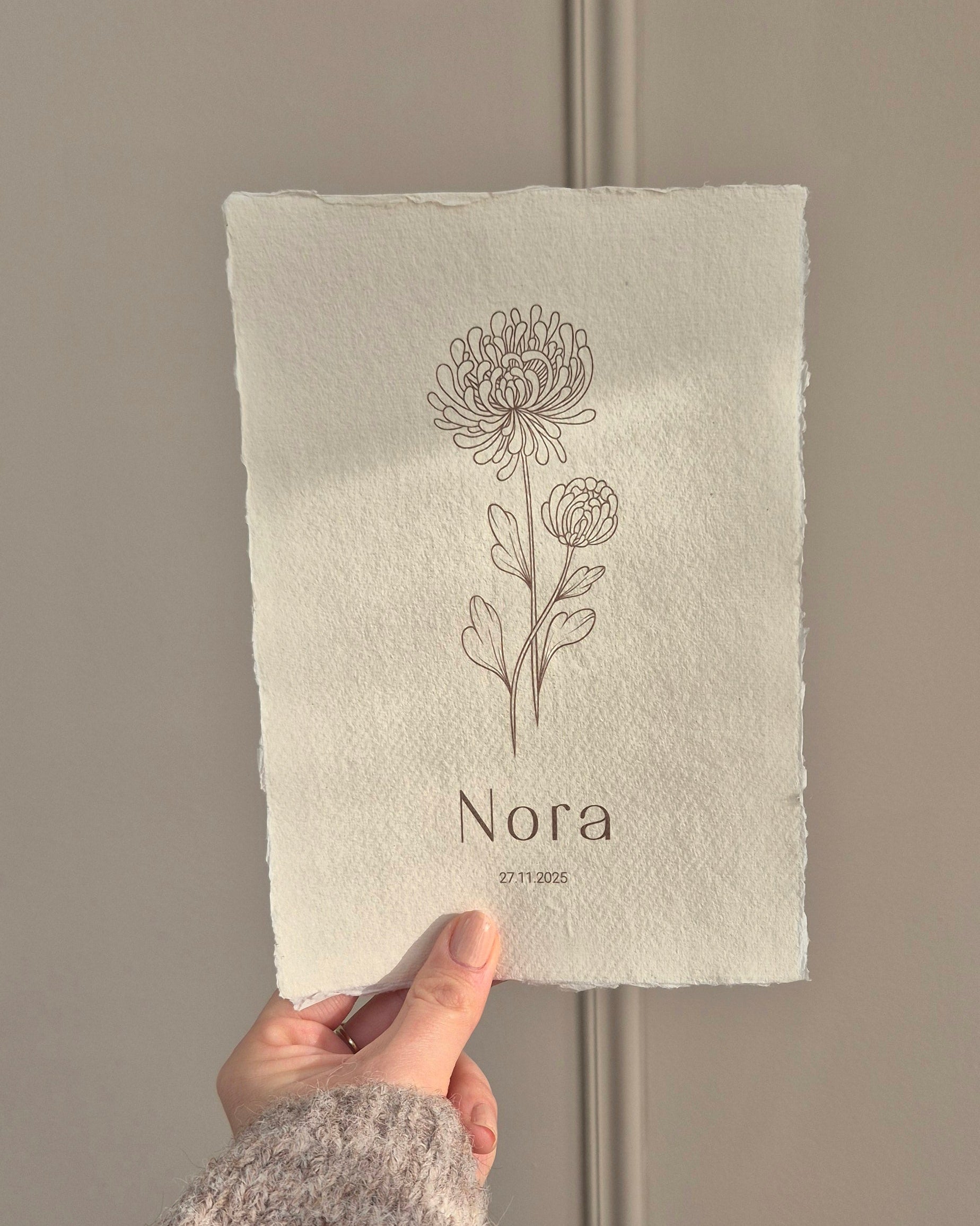 Handgemaakte poster Geboortebloem november