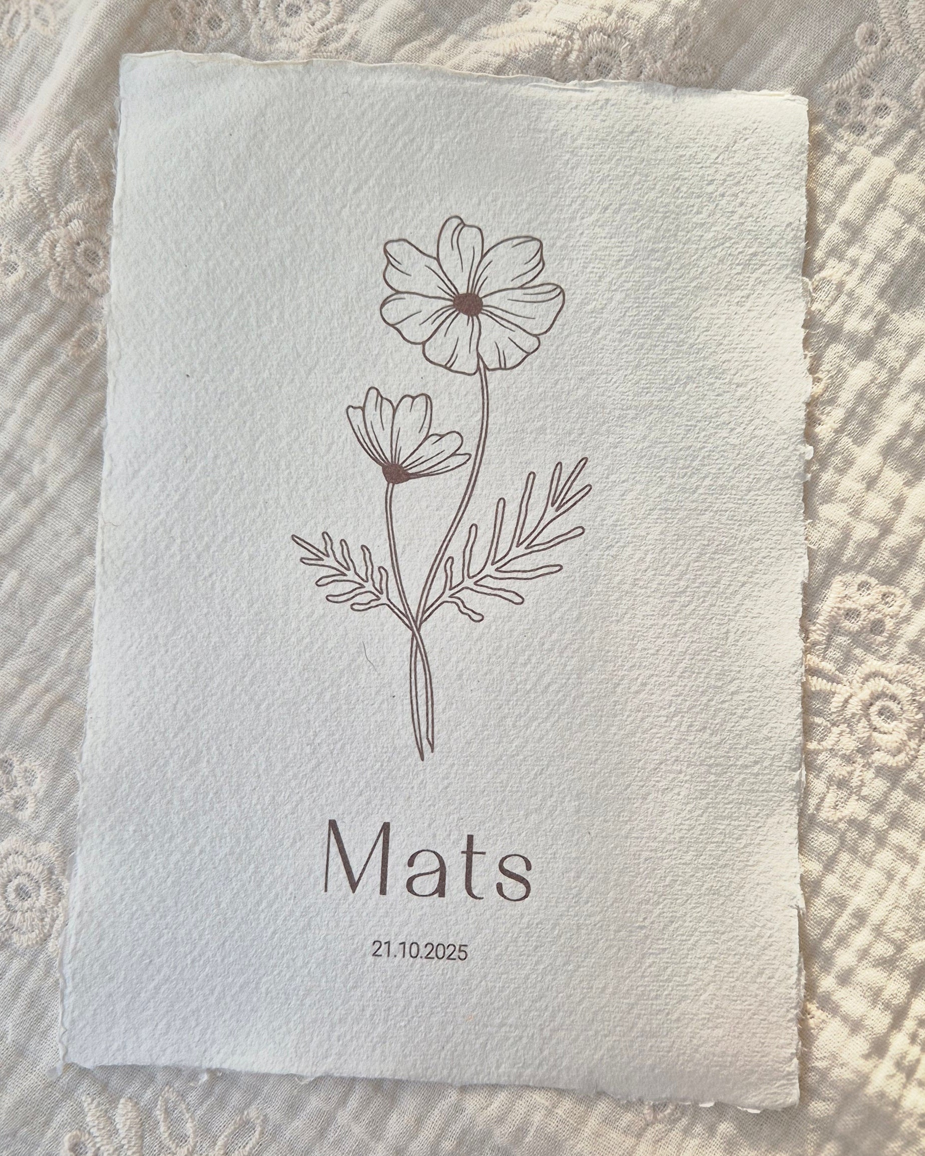 Handgemaakte geboortebloem poster oktober