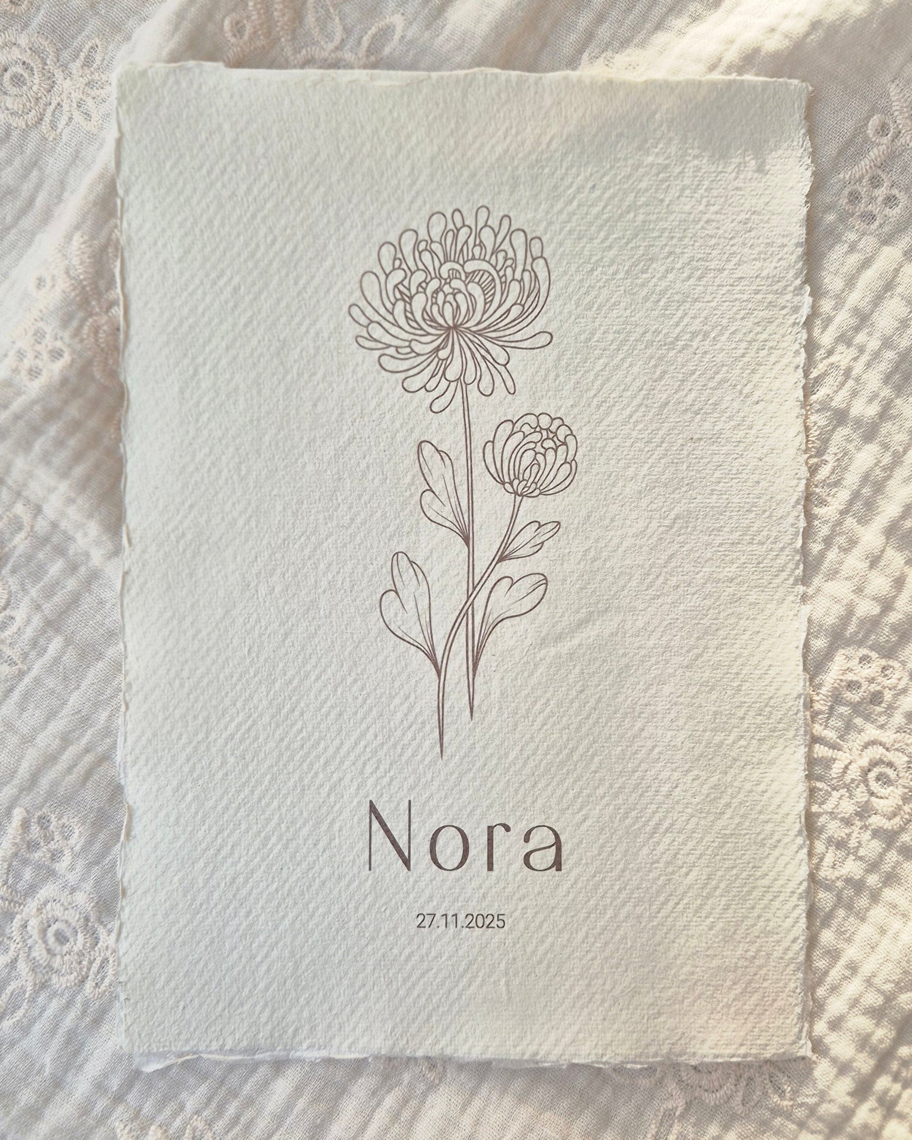 Handgemaakte poster Geboortebloem november