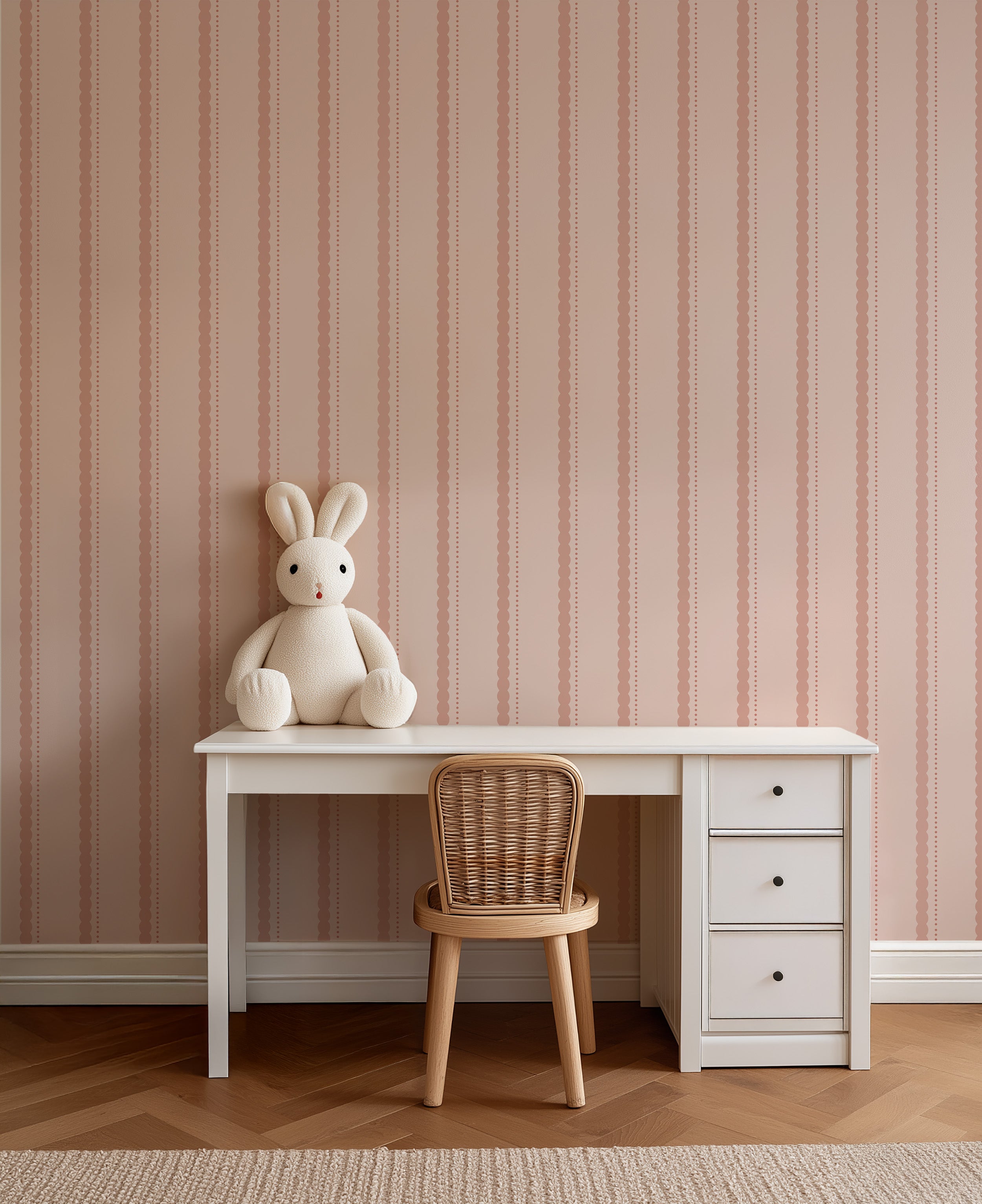 Wallpaper Wavy Stripes - olive green