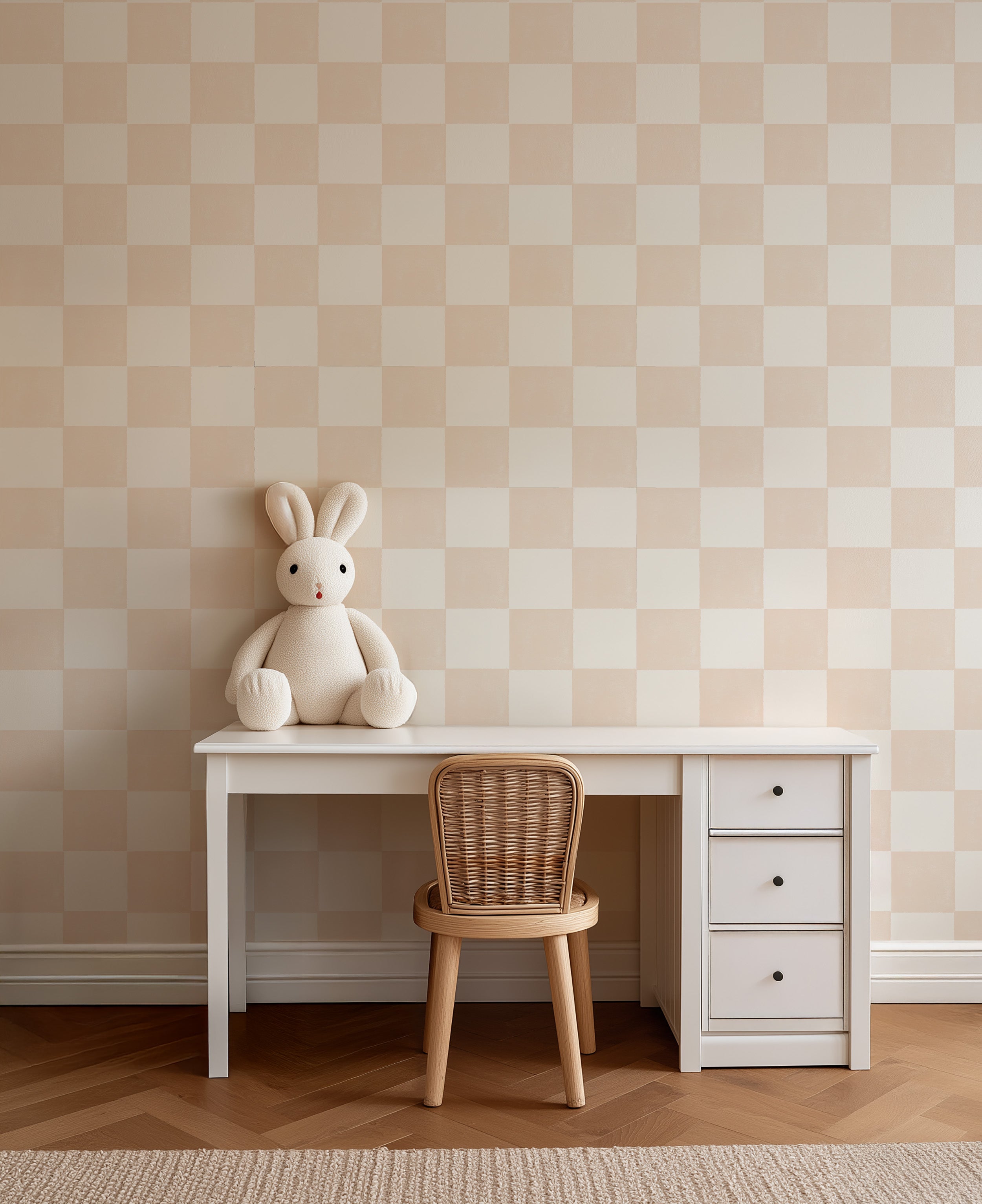 Behang Ruitje Ruitje - beige