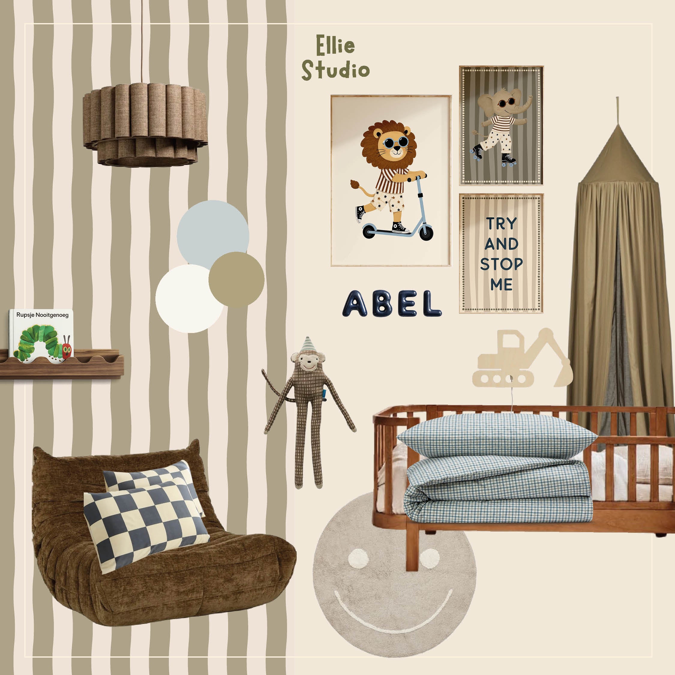 Wallpaper Wavy Stripes - olive green