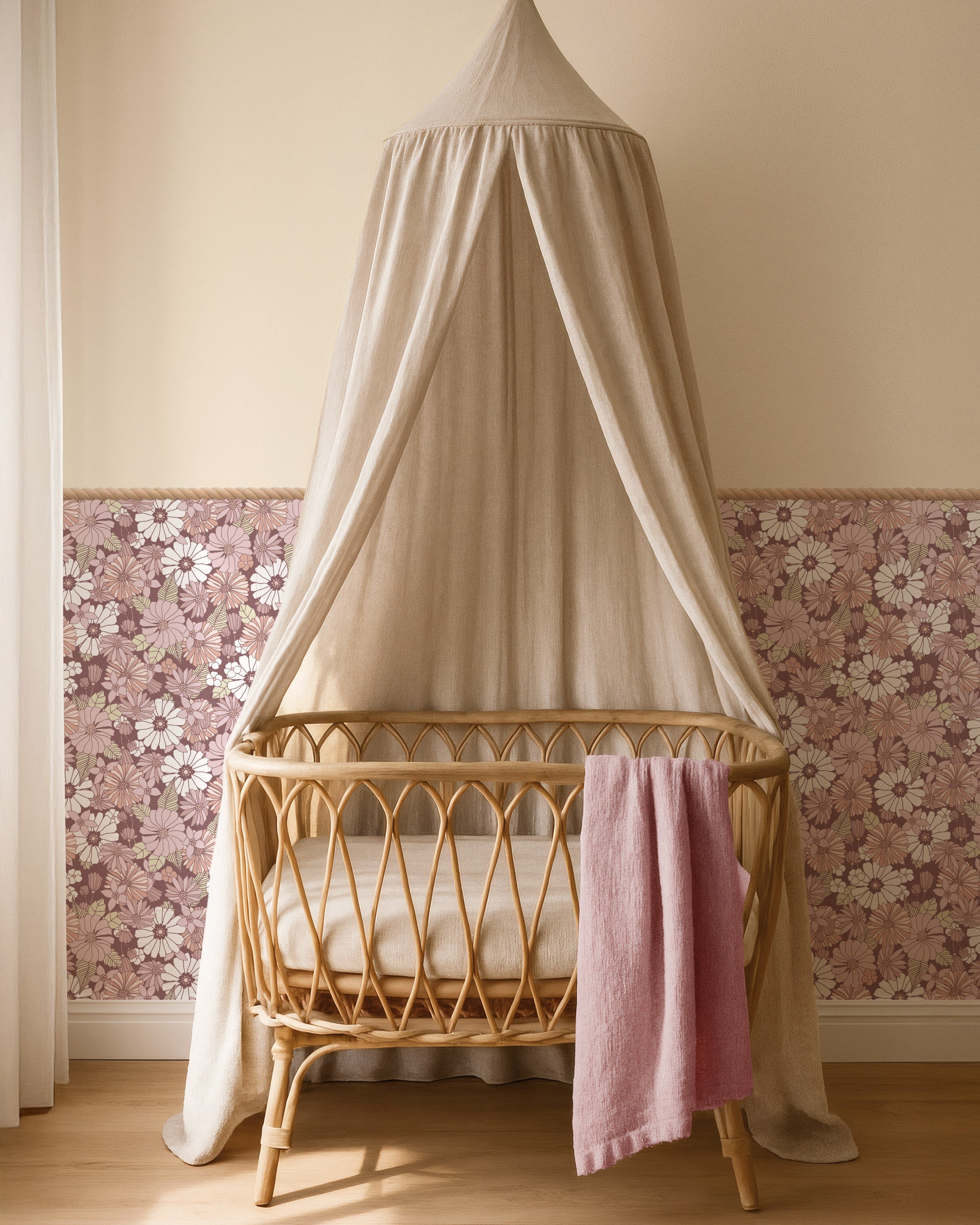 Behang Retro Flowers - lila