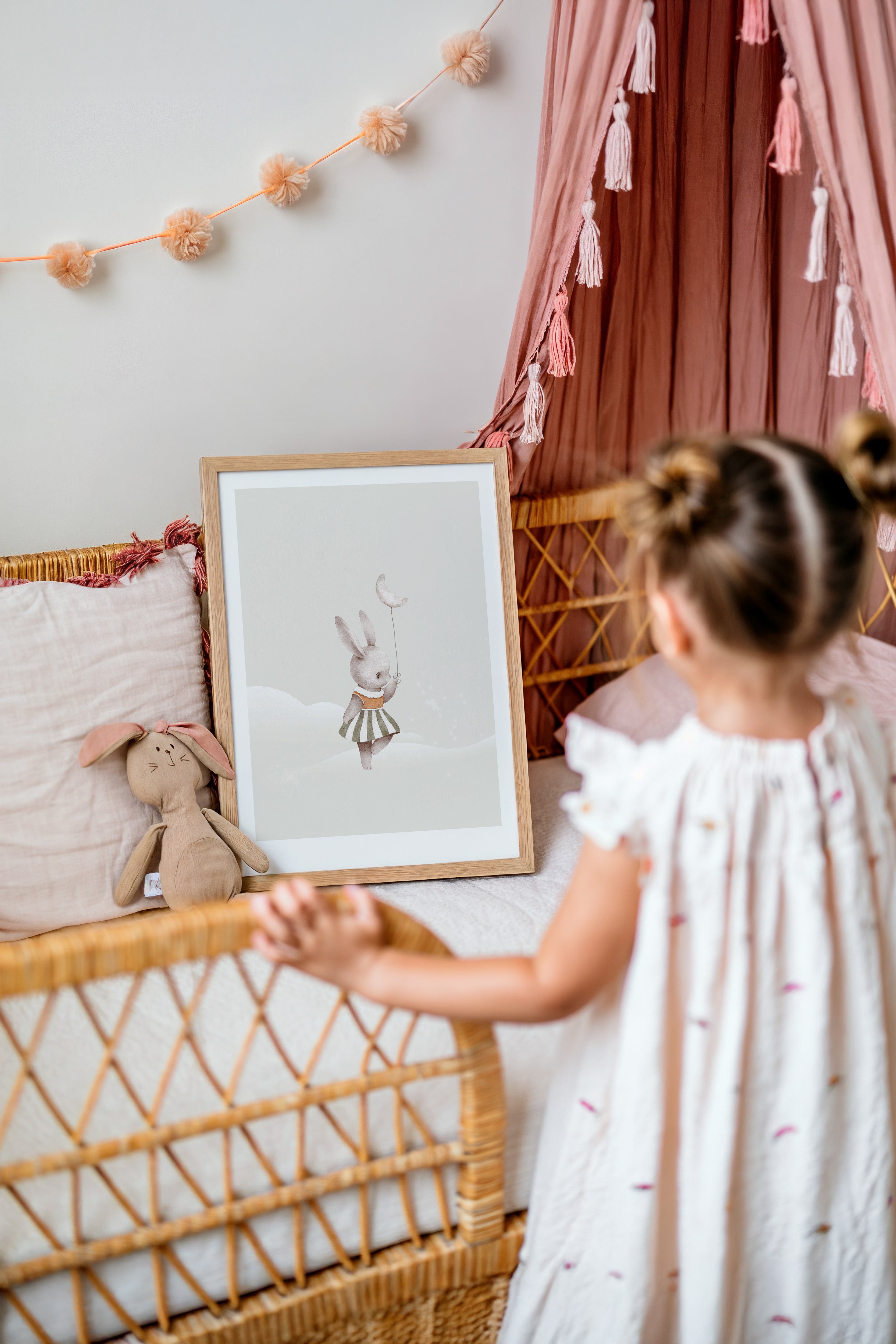 Kinderkamer poster - Konijntje met Maan Ballon | Night Parade