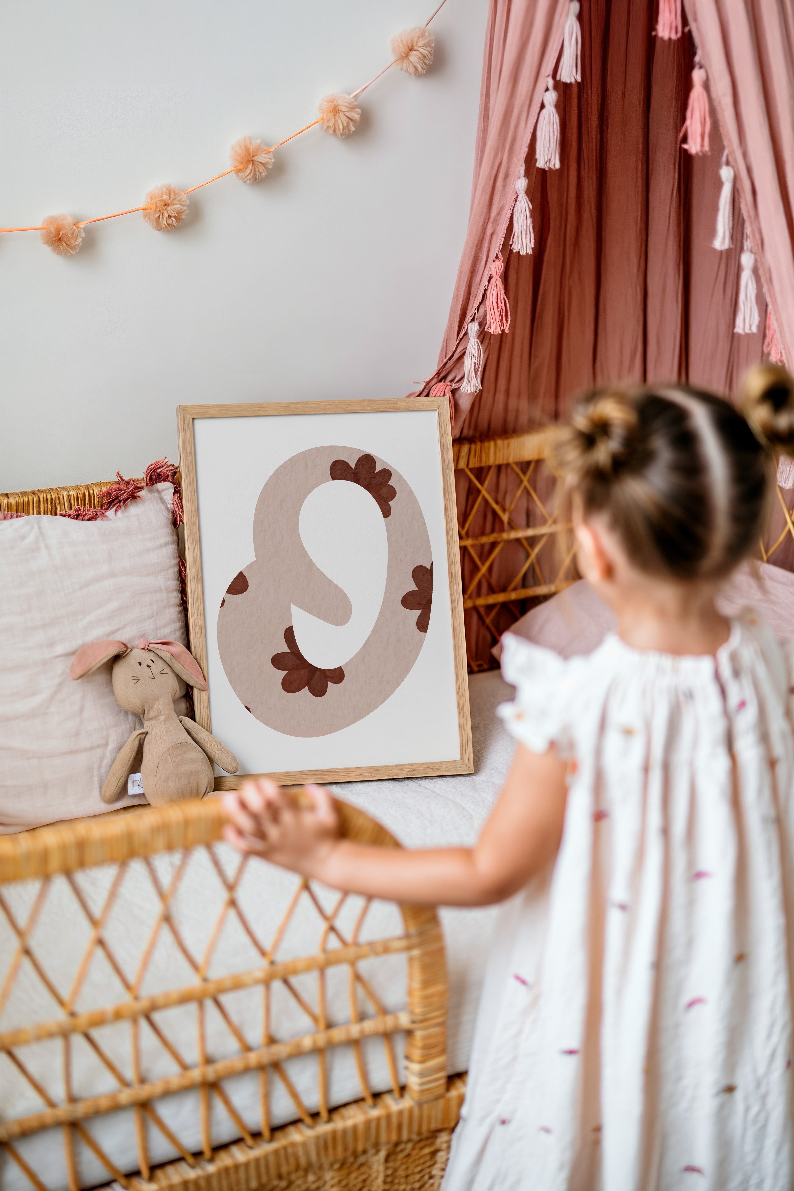 Letterposter Retro - bloemen