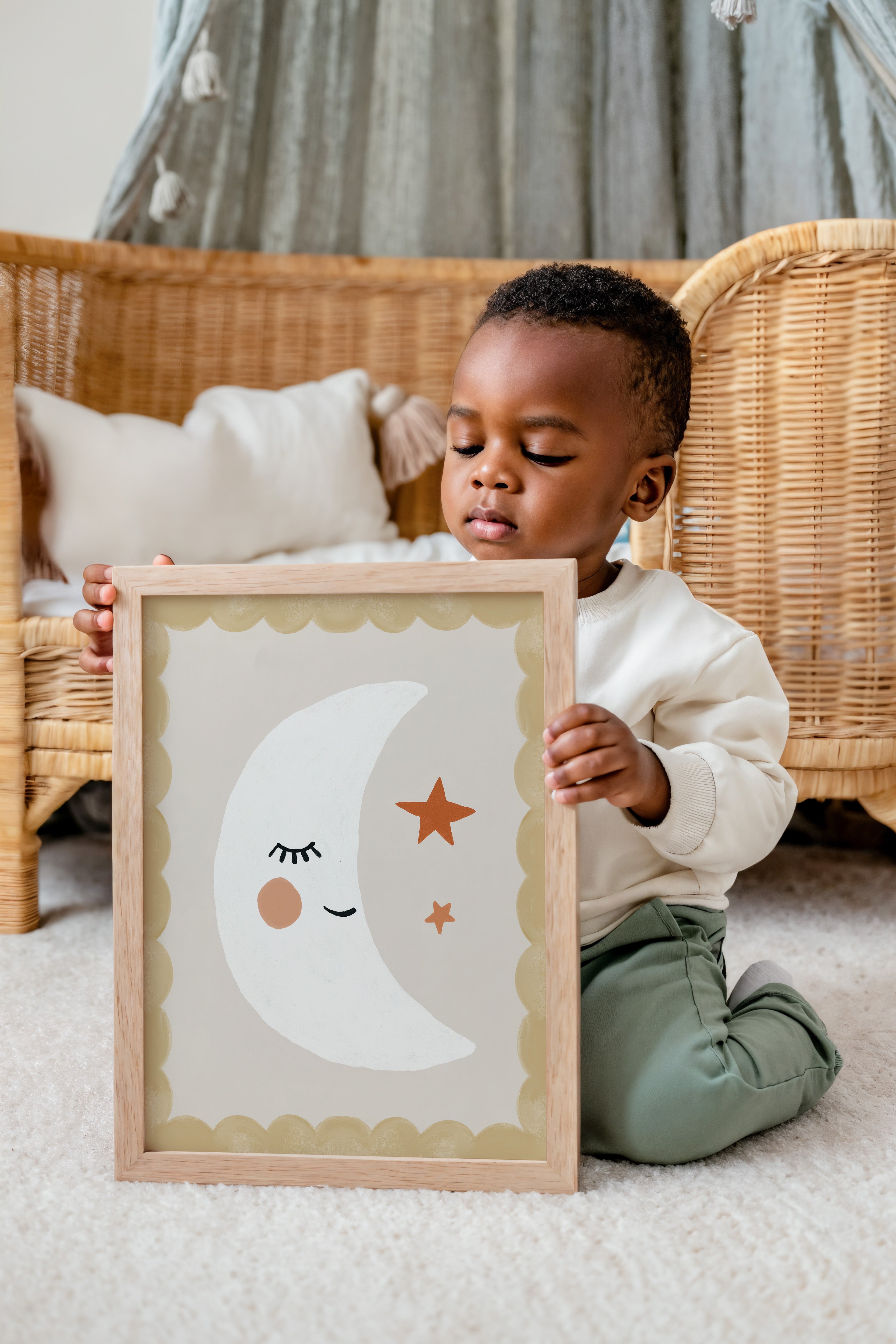 Kinderkamer print - Slapende maan