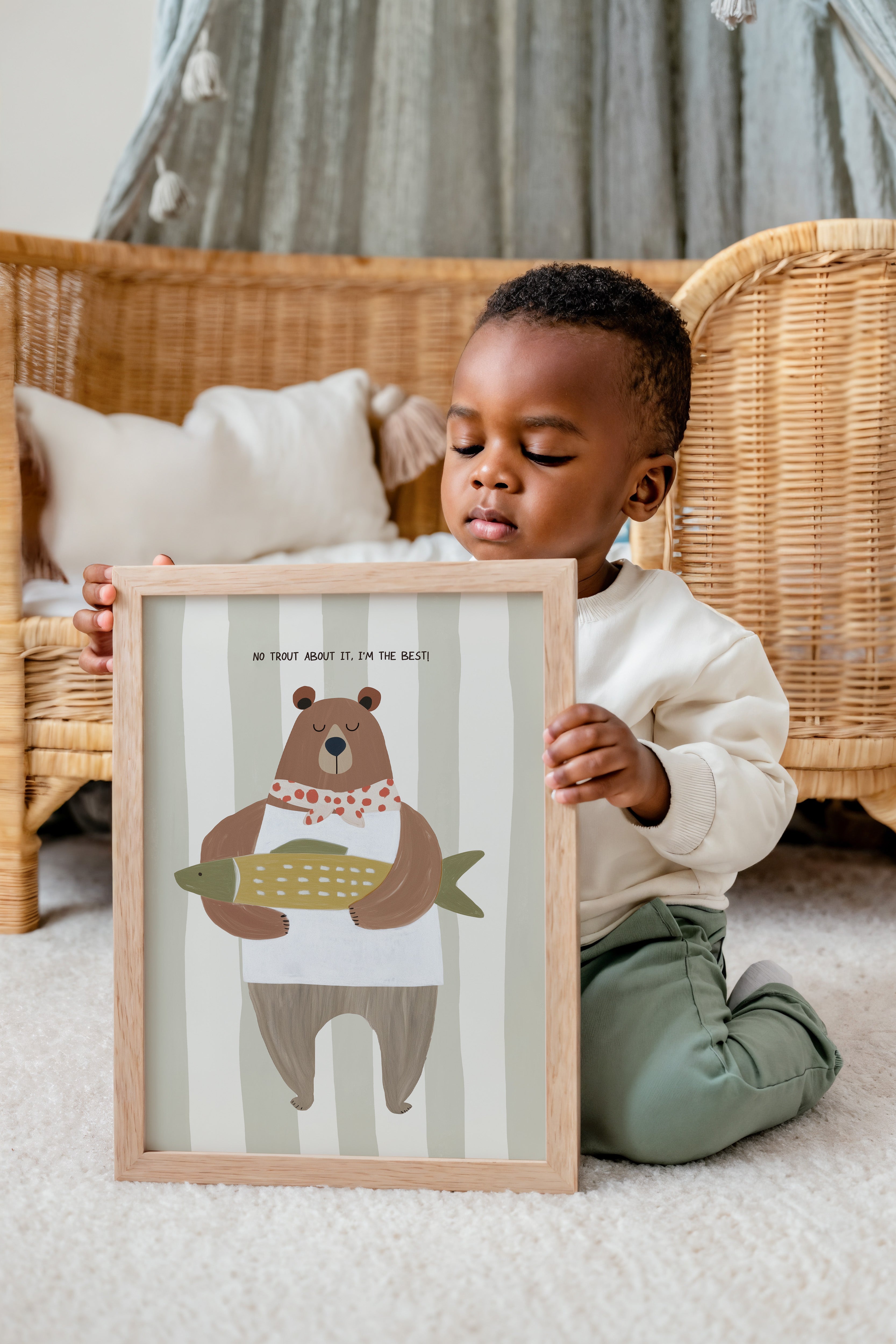 Kinderkamer print - Beer met Vis – “No Trout About It''