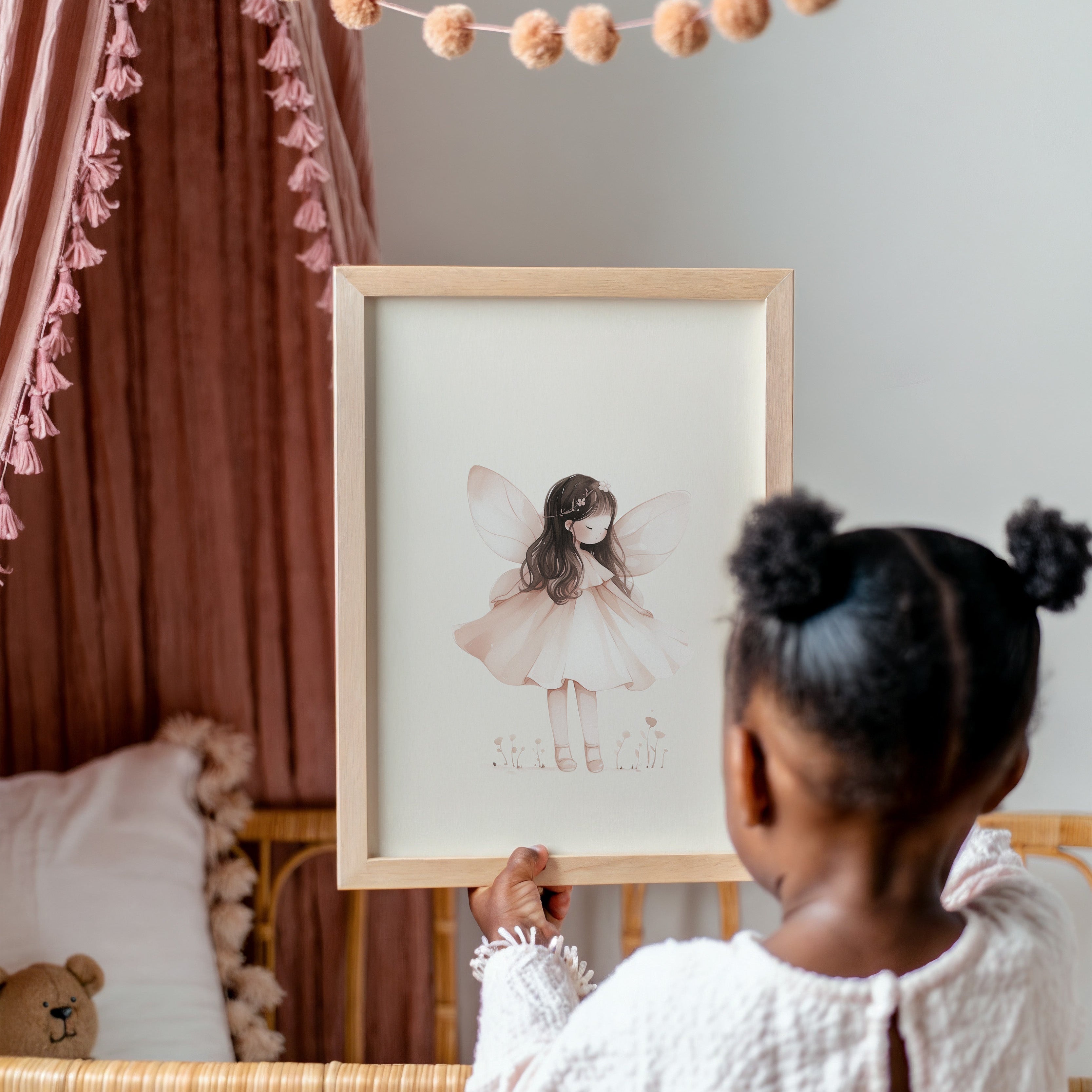 Children's room poster - Fairy with brown hair | Unicorns & Fairies