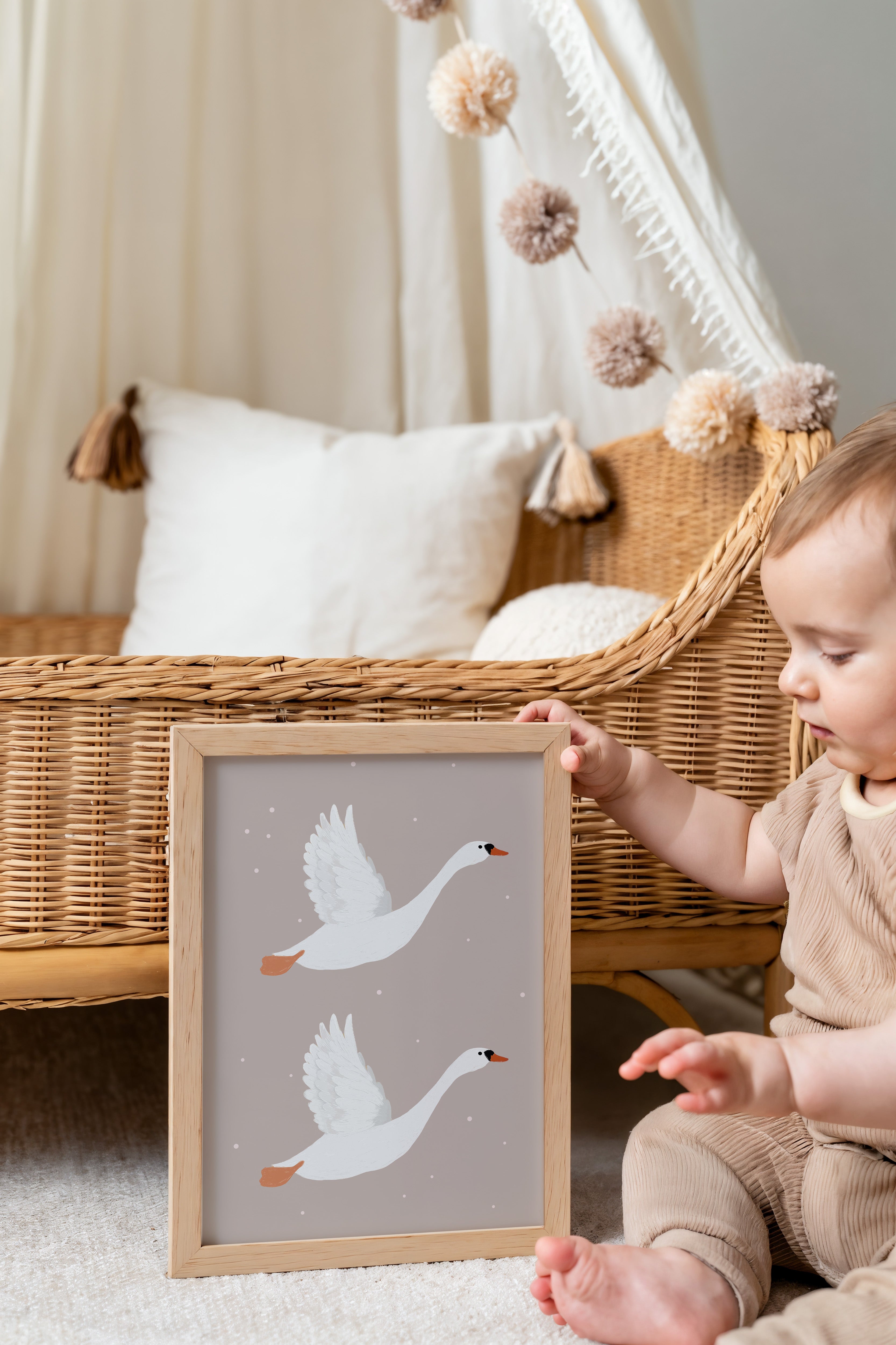 Kinderkamer print - Zwanen