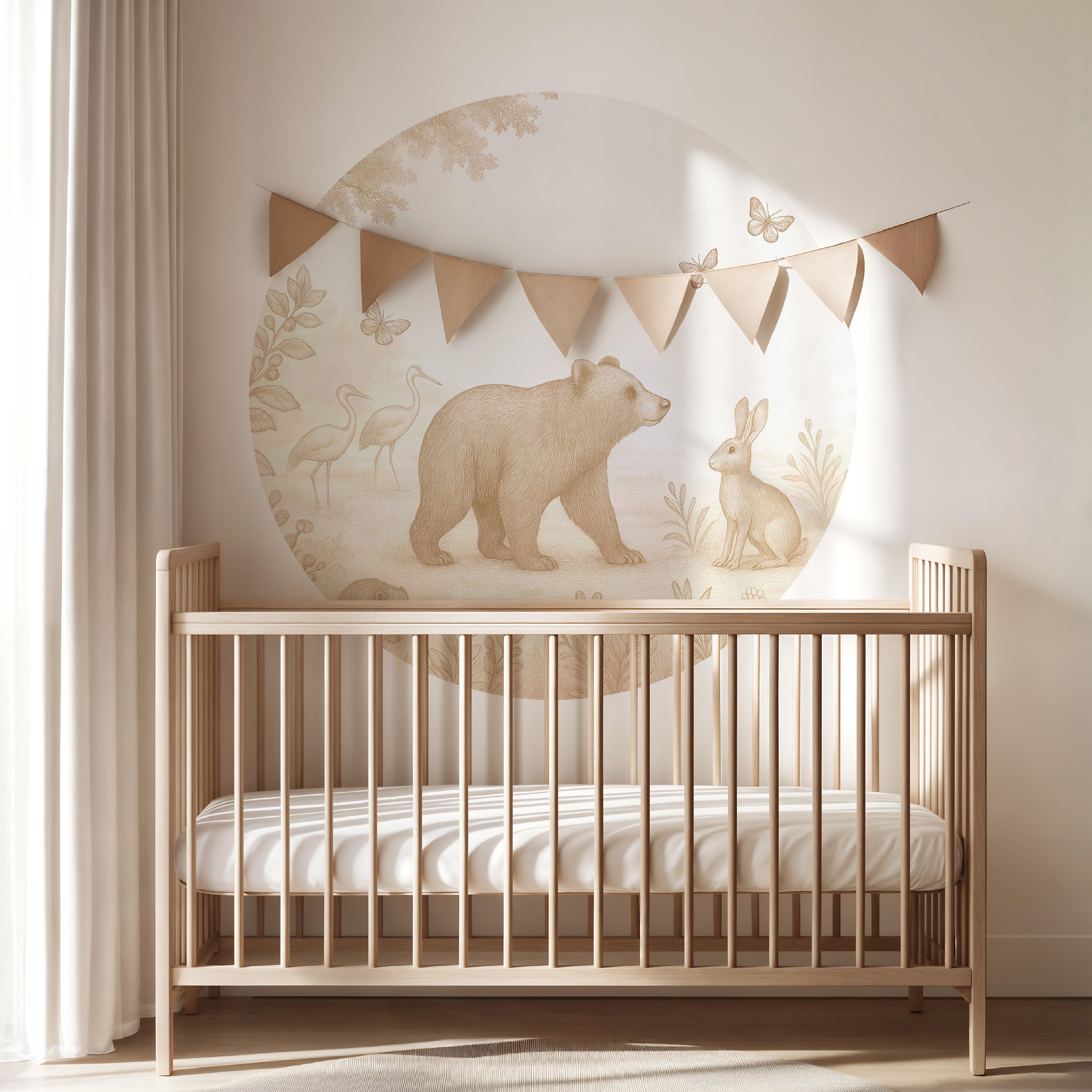 Behangcirkel - Bosdieren | sepia