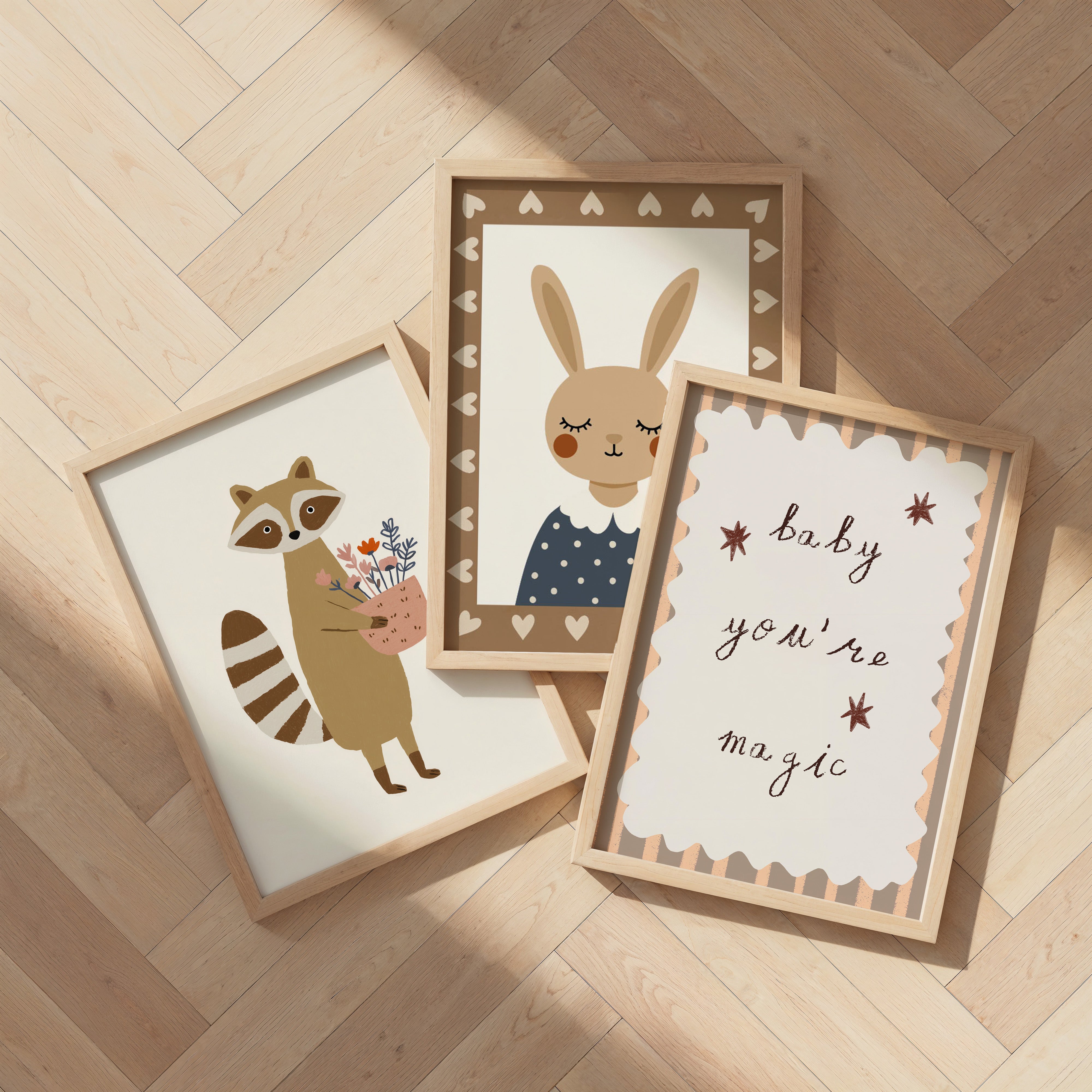 Kinderkamer poster – Lief konijntje | bruin